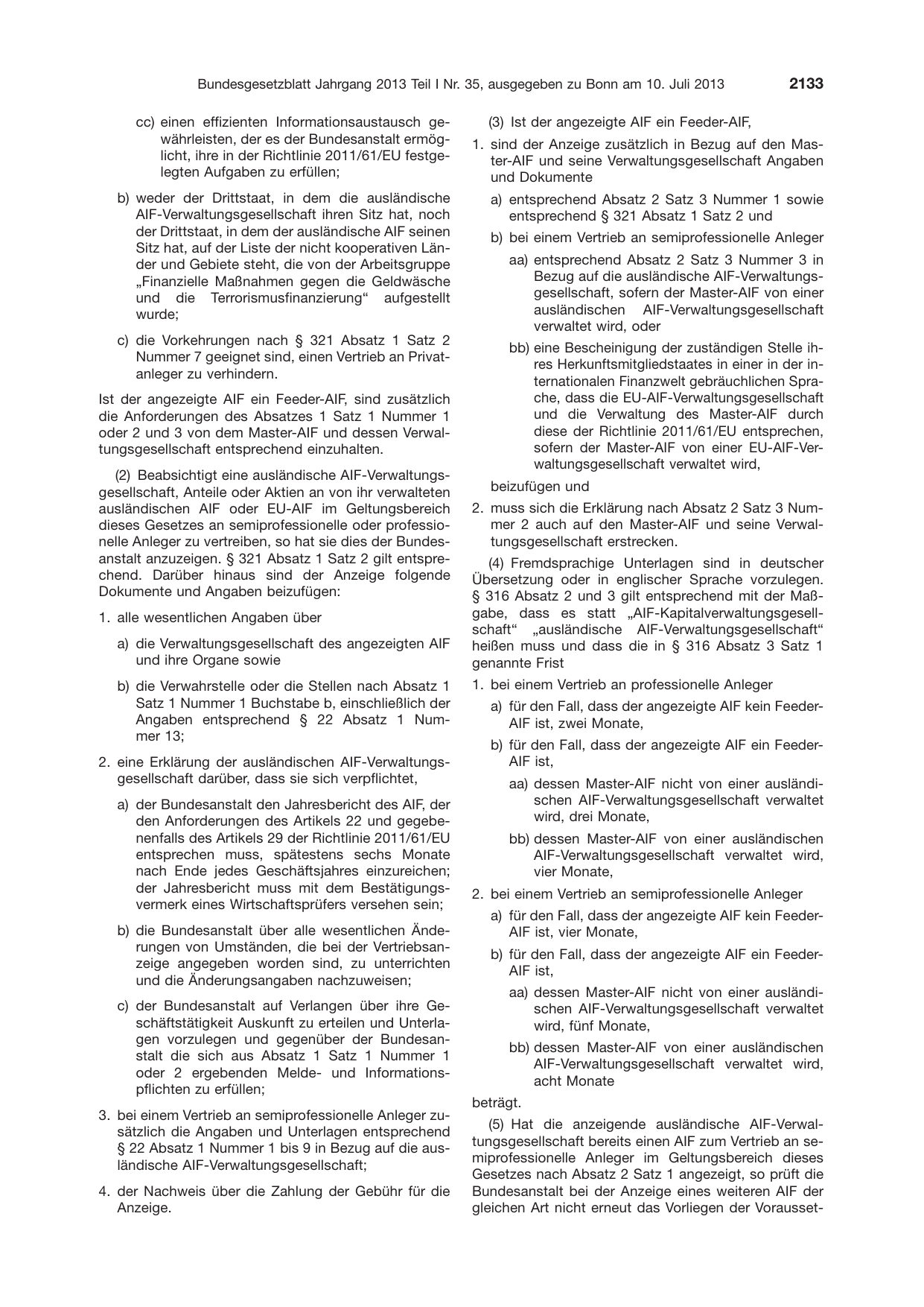 BGBl. 2013, Seite 2133 — Originalseite als Abbildung