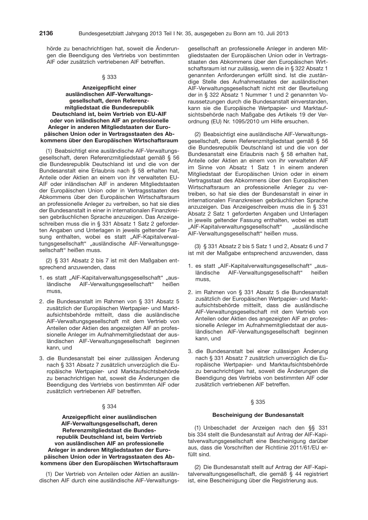 BGBl. 2013, Seite 2136 — Originalseite als Abbildung