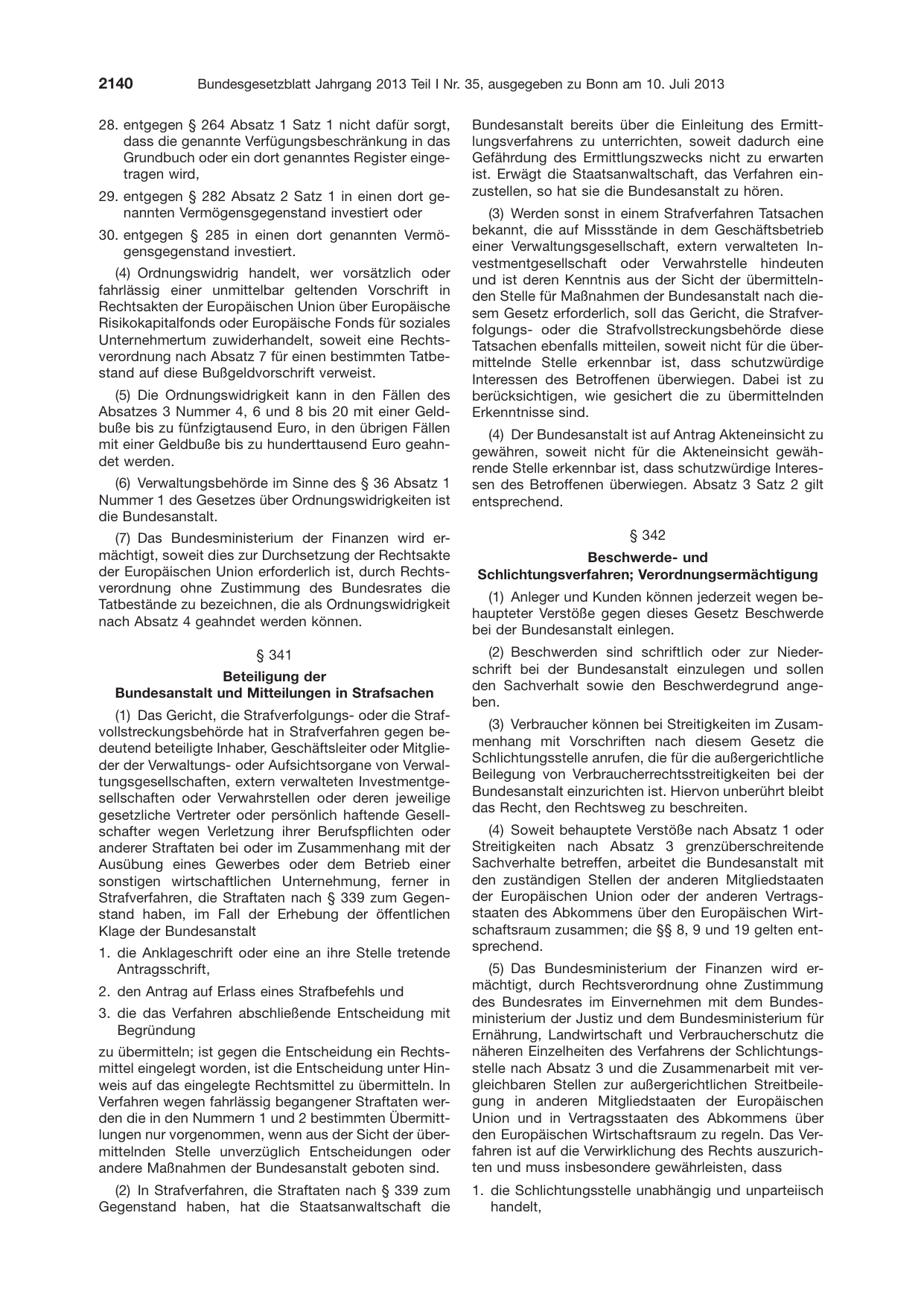 BGBl. 2013, Seite 2140 — Originalseite als Abbildung