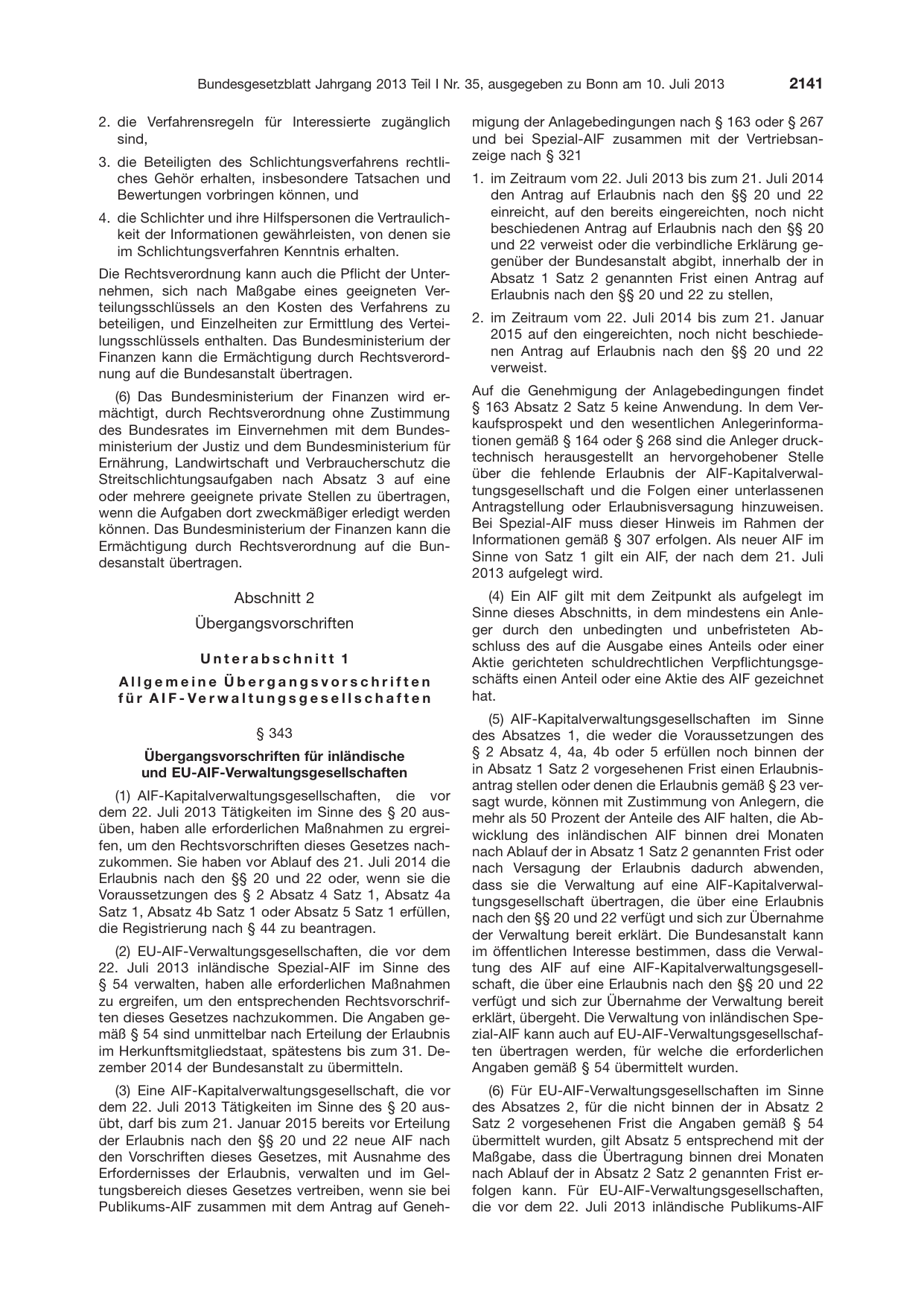 BGBl. 2013, Seite 2141 — Originalseite als Abbildung