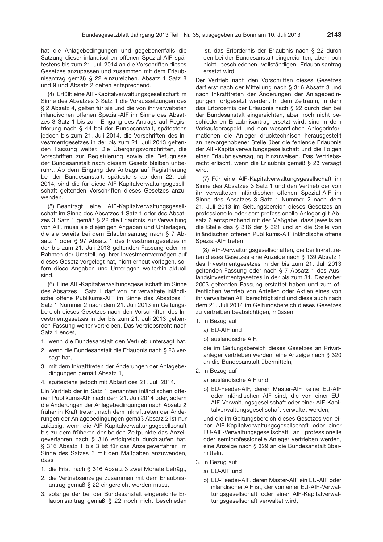 BGBl. 2013, Seite 2143 — Originalseite als Abbildung