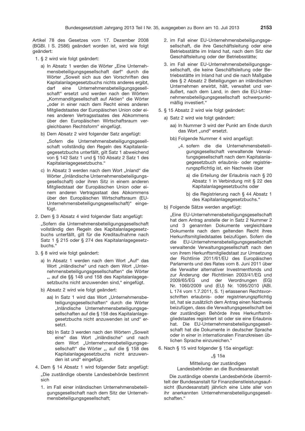 BGBl. 2013, Seite 2153 — Originalseite als Abbildung