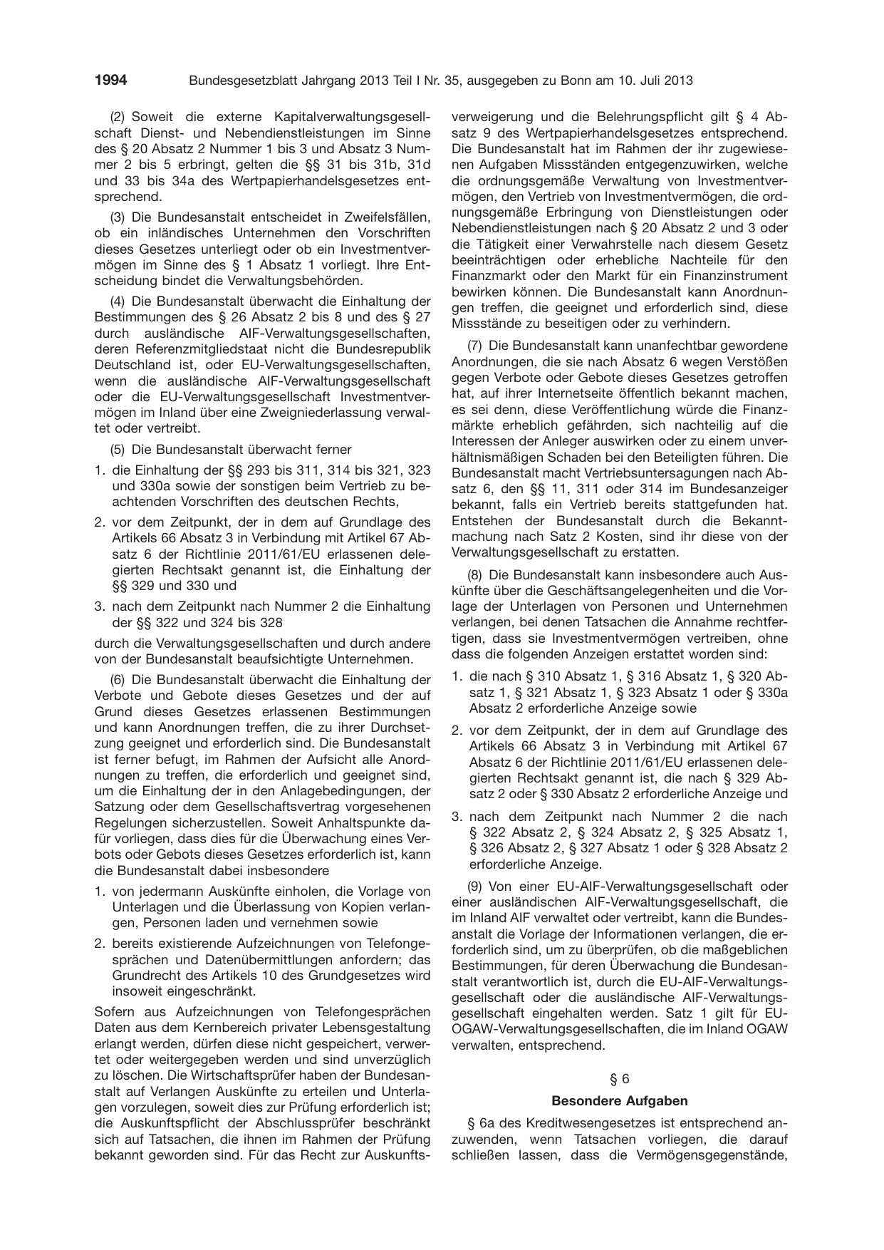 BGBl. 2013, Seite 1994 — Originalseite als Abbildung