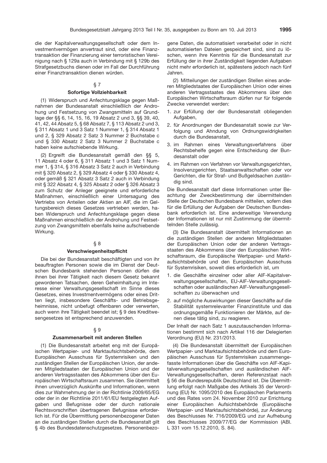 BGBl. 2013, Seite 1995 — Originalseite als Abbildung