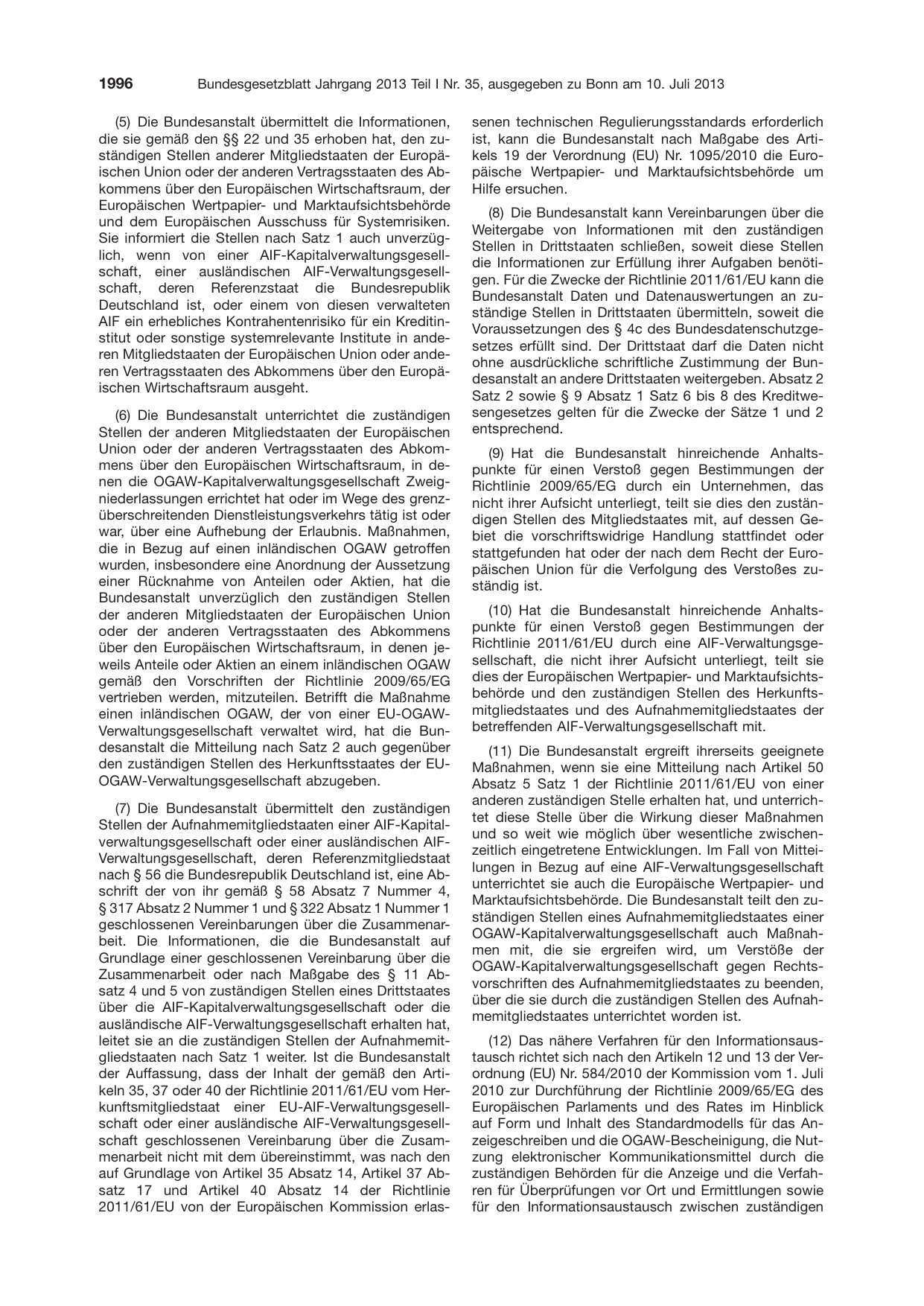 BGBl. 2013, Seite 1996 — Originalseite als Abbildung