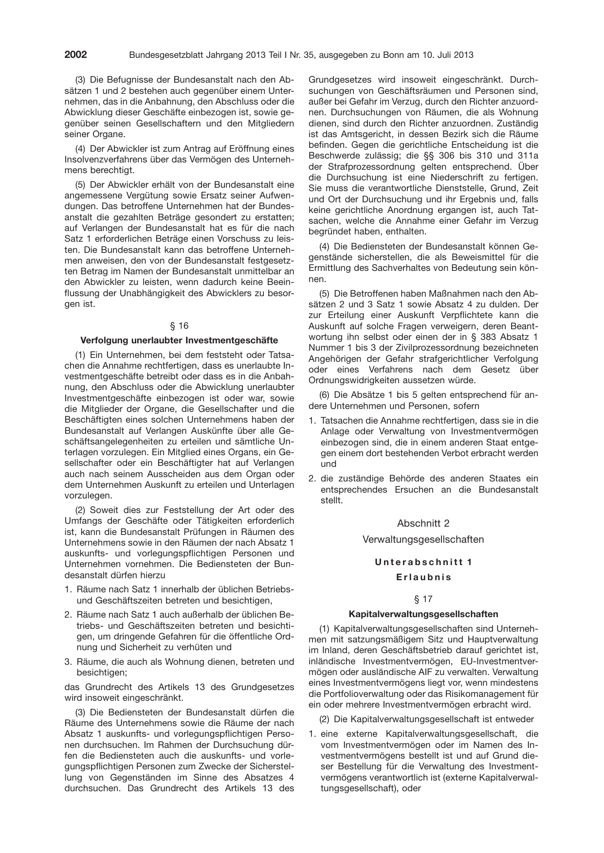 BGBl. 2013, Seite 2002 — Originalseite als Abbildung