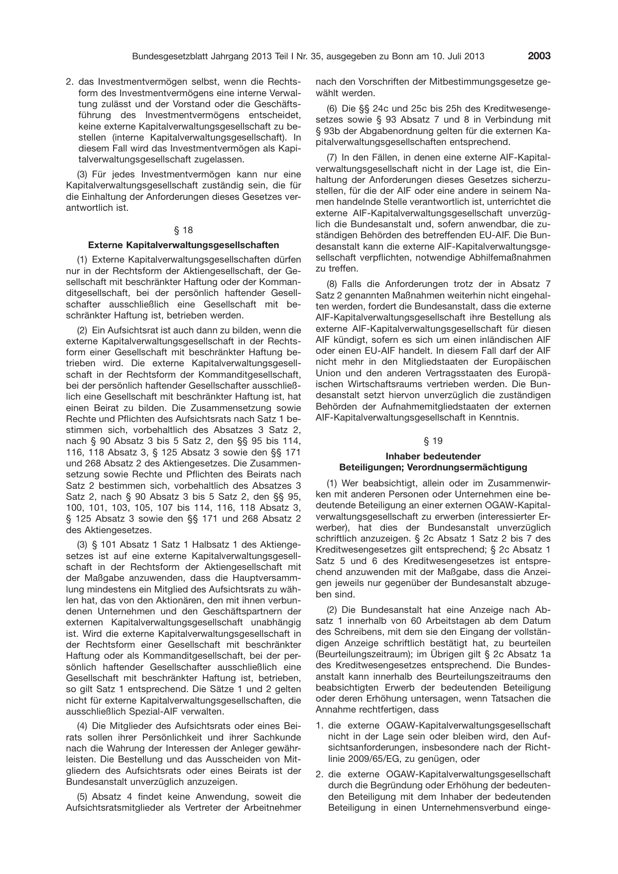 BGBl. 2013, Seite 2003 — Originalseite als Abbildung