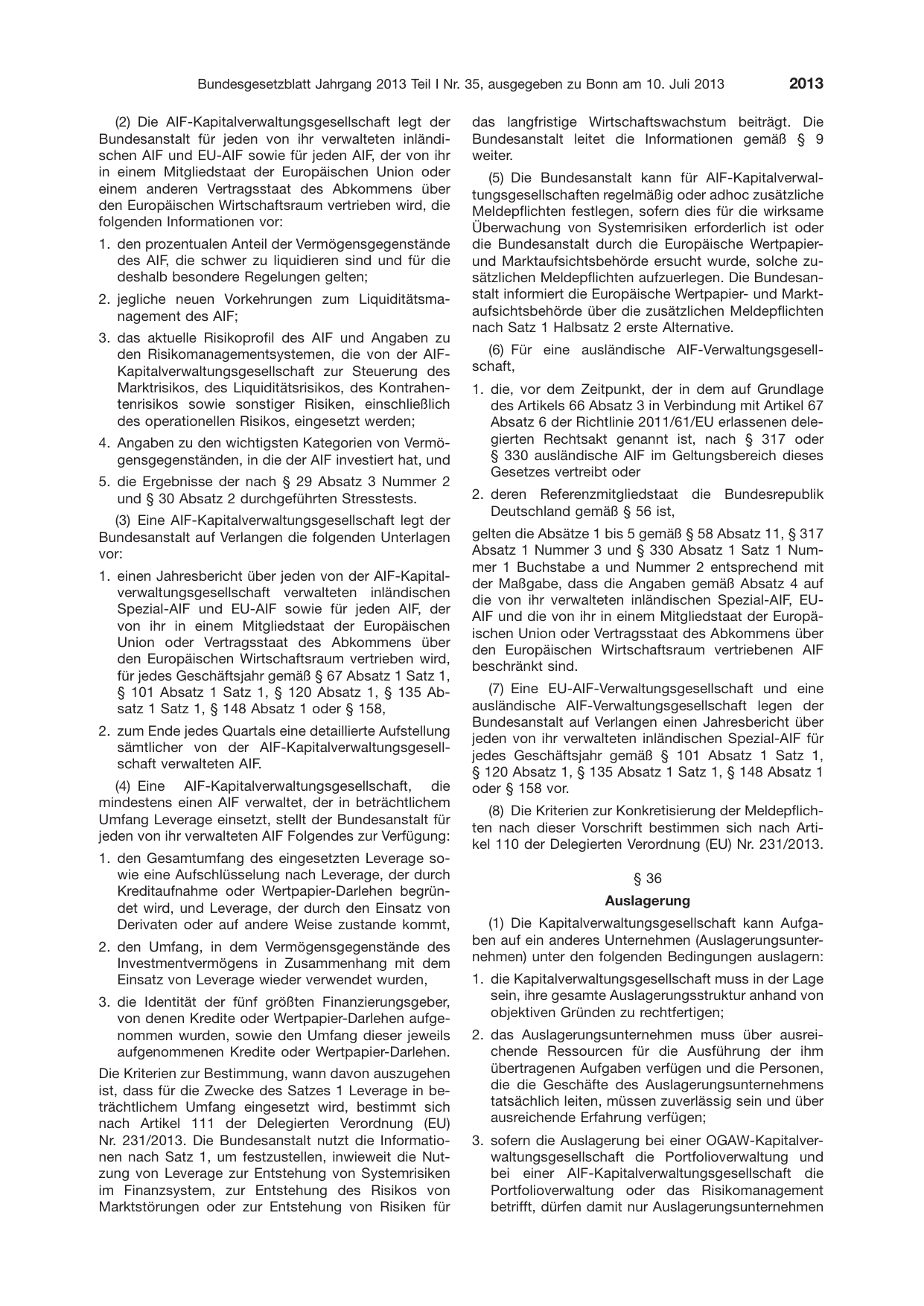BGBl. 2013, Seite 2013 — Originalseite als Abbildung
