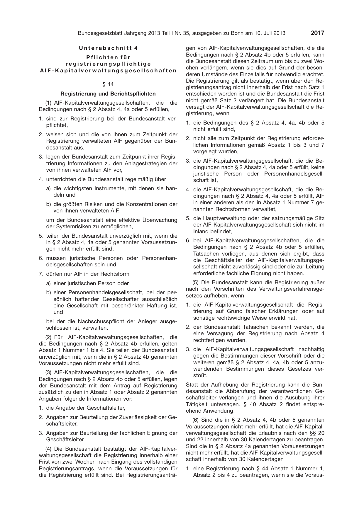 BGBl. 2013, Seite 2017 — Originalseite als Abbildung