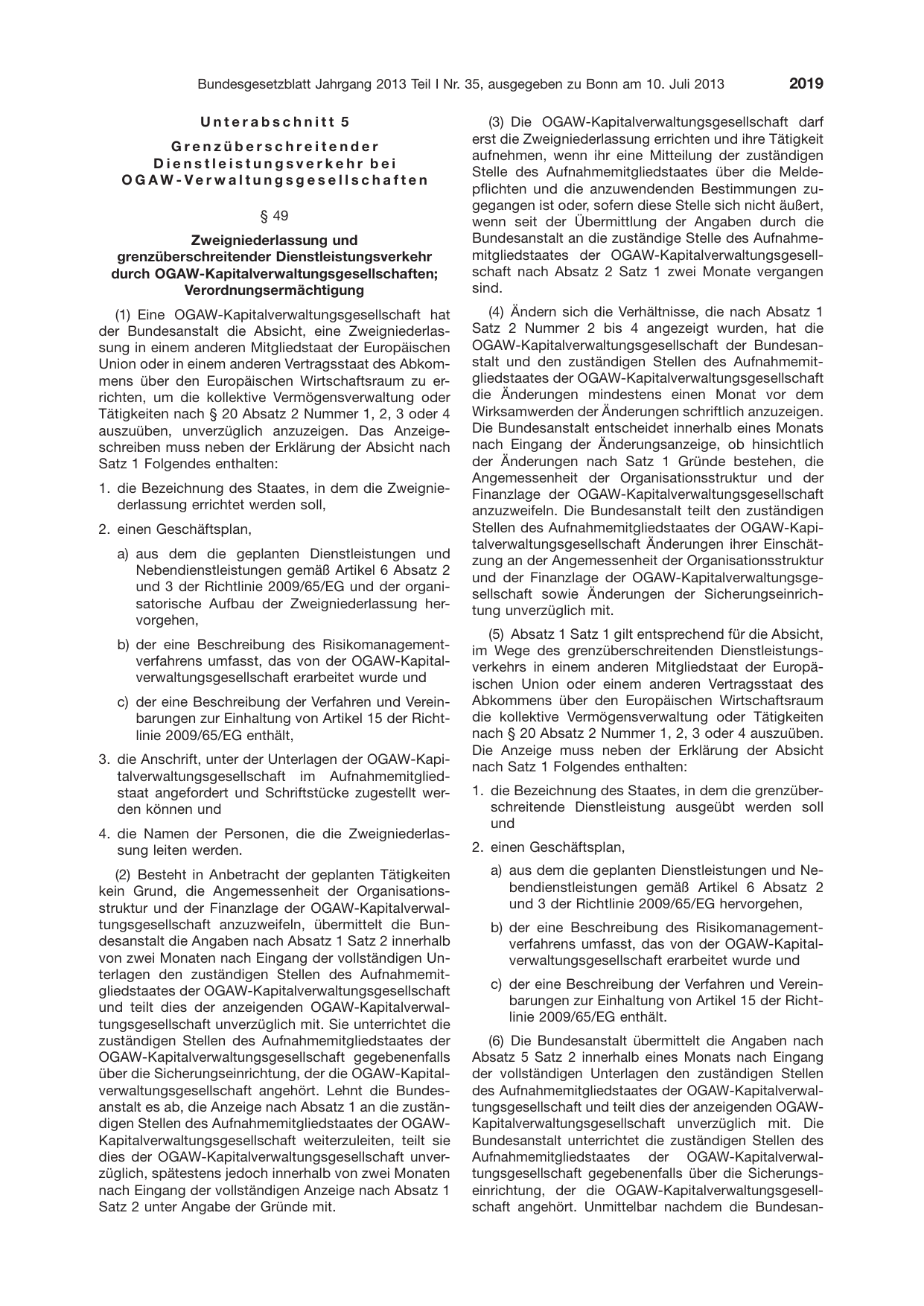 BGBl. 2013, Seite 2019 — Originalseite als Abbildung
