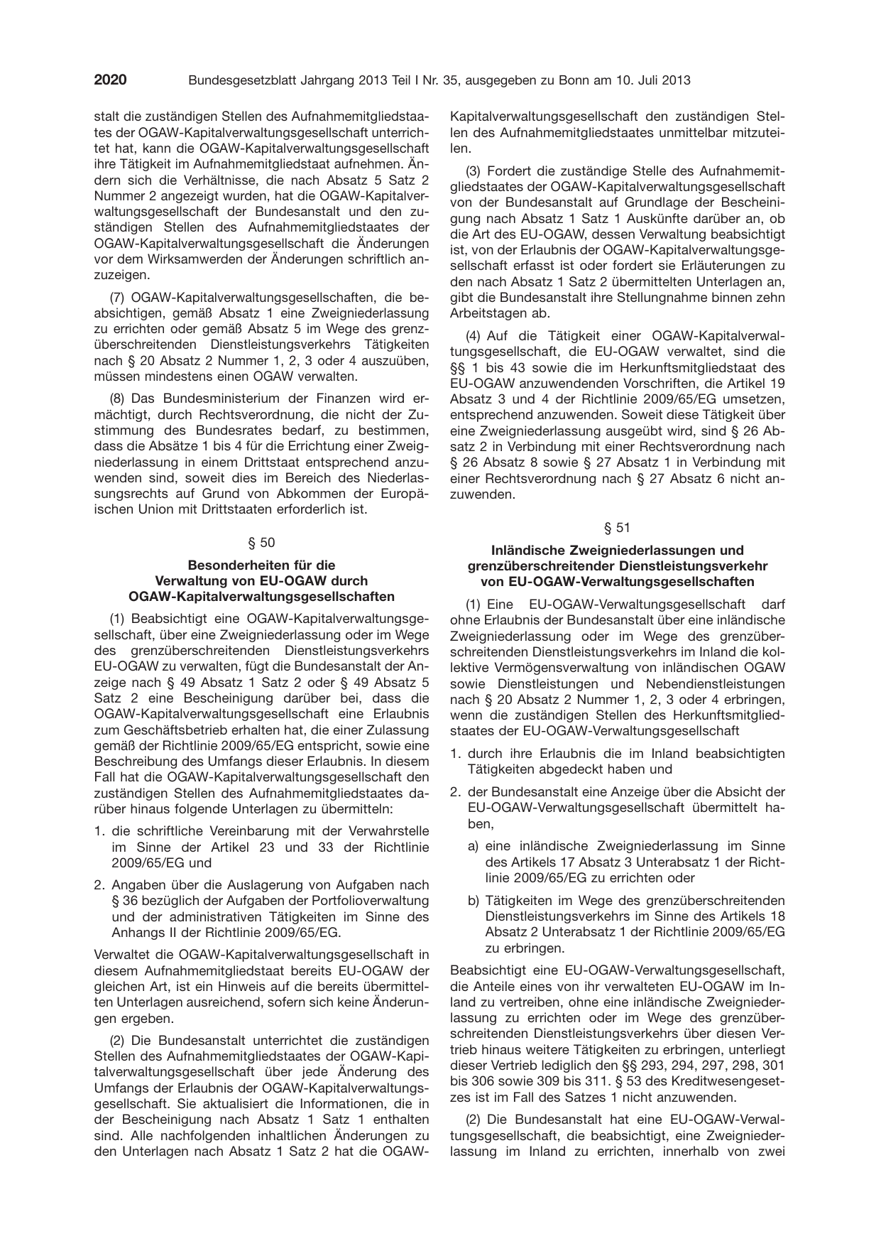 BGBl. 2013, Seite 2020 — Originalseite als Abbildung