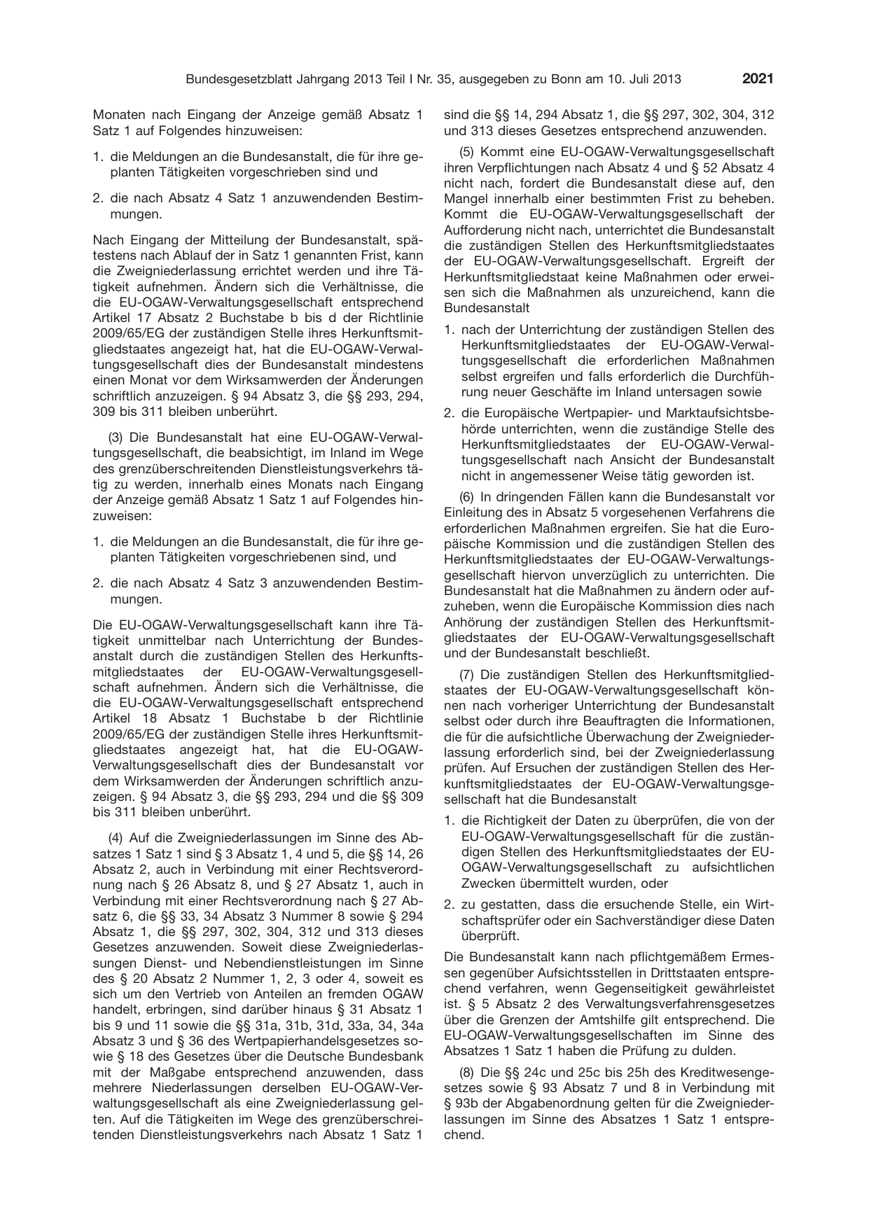 BGBl. 2013, Seite 2021 — Originalseite als Abbildung