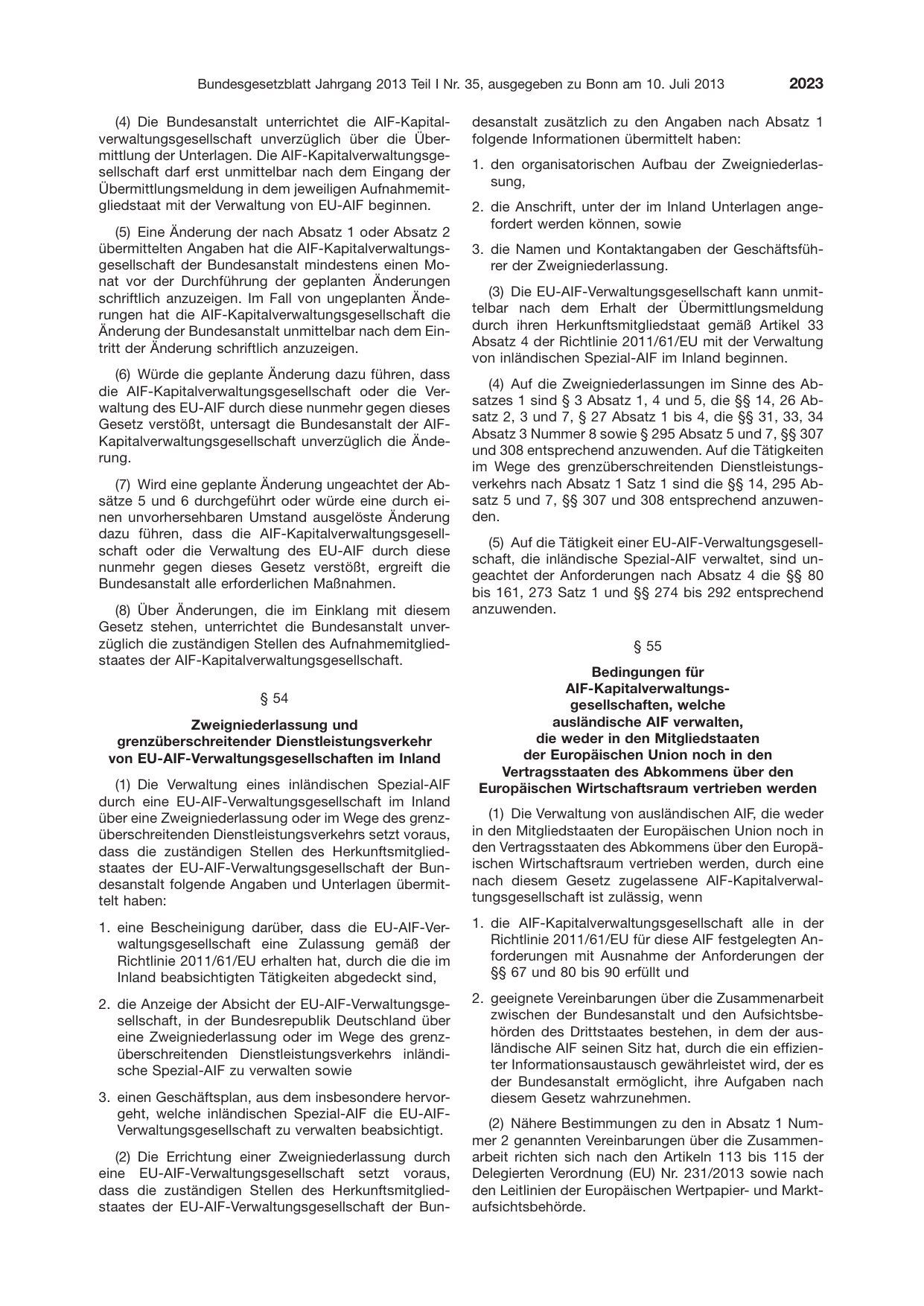 BGBl. 2013, Seite 2023 — Originalseite als Abbildung