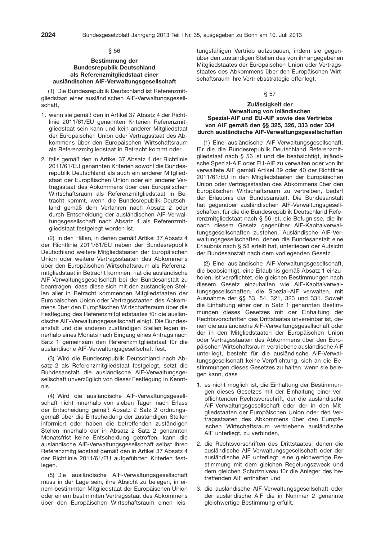 BGBl. 2013, Seite 2024 — Originalseite als Abbildung