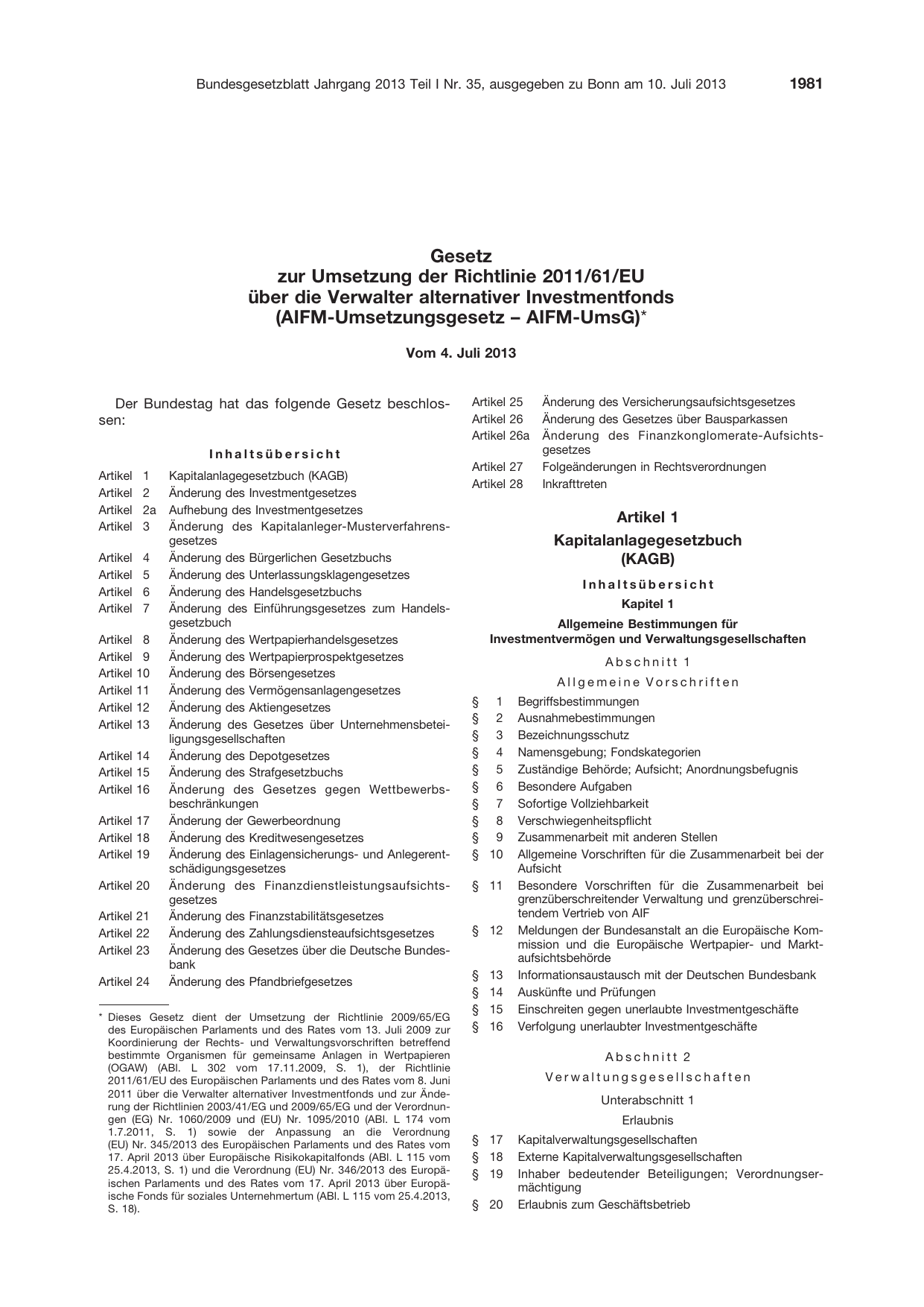 BGBl. 2013, Seite 1981 — Originalseite als Abbildung