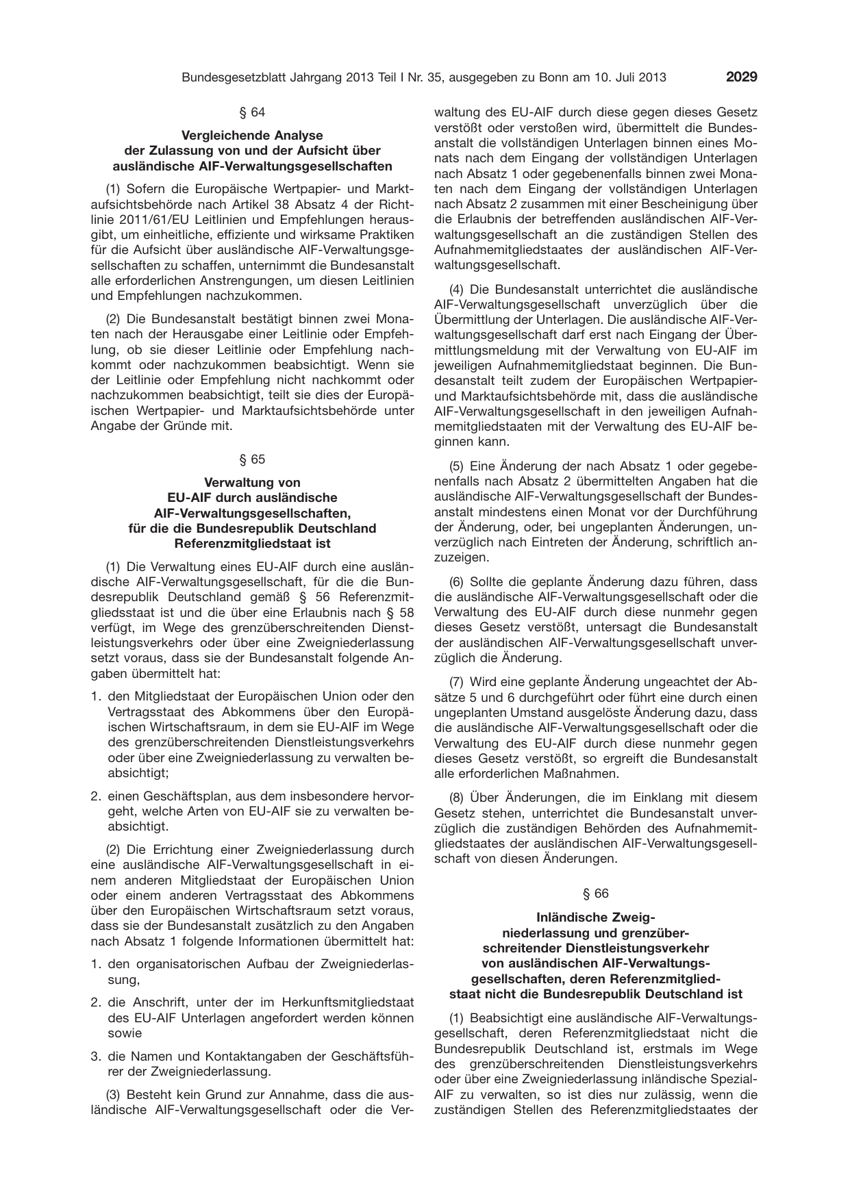 BGBl. 2013, Seite 2029 — Originalseite als Abbildung
