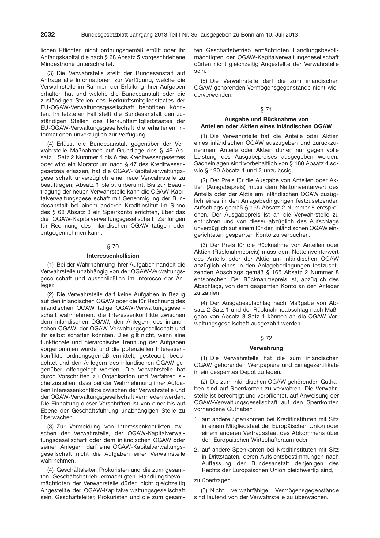 BGBl. 2013, Seite 2032 — Originalseite als Abbildung