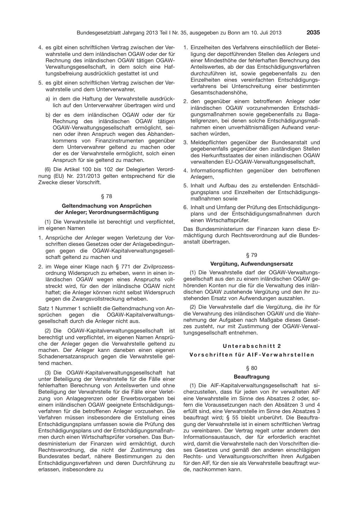 BGBl. 2013, Seite 2035 — Originalseite als Abbildung