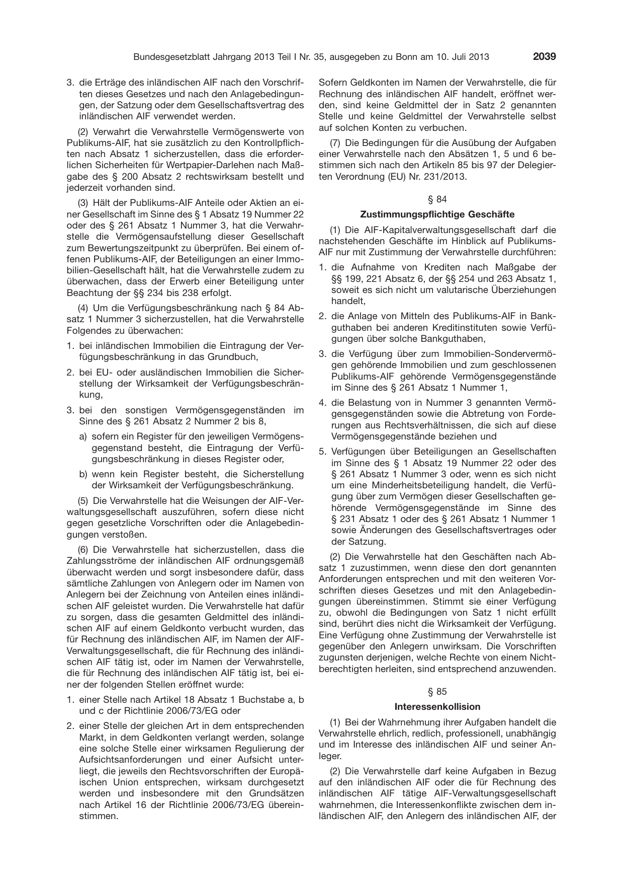 BGBl. 2013, Seite 2039 — Originalseite als Abbildung