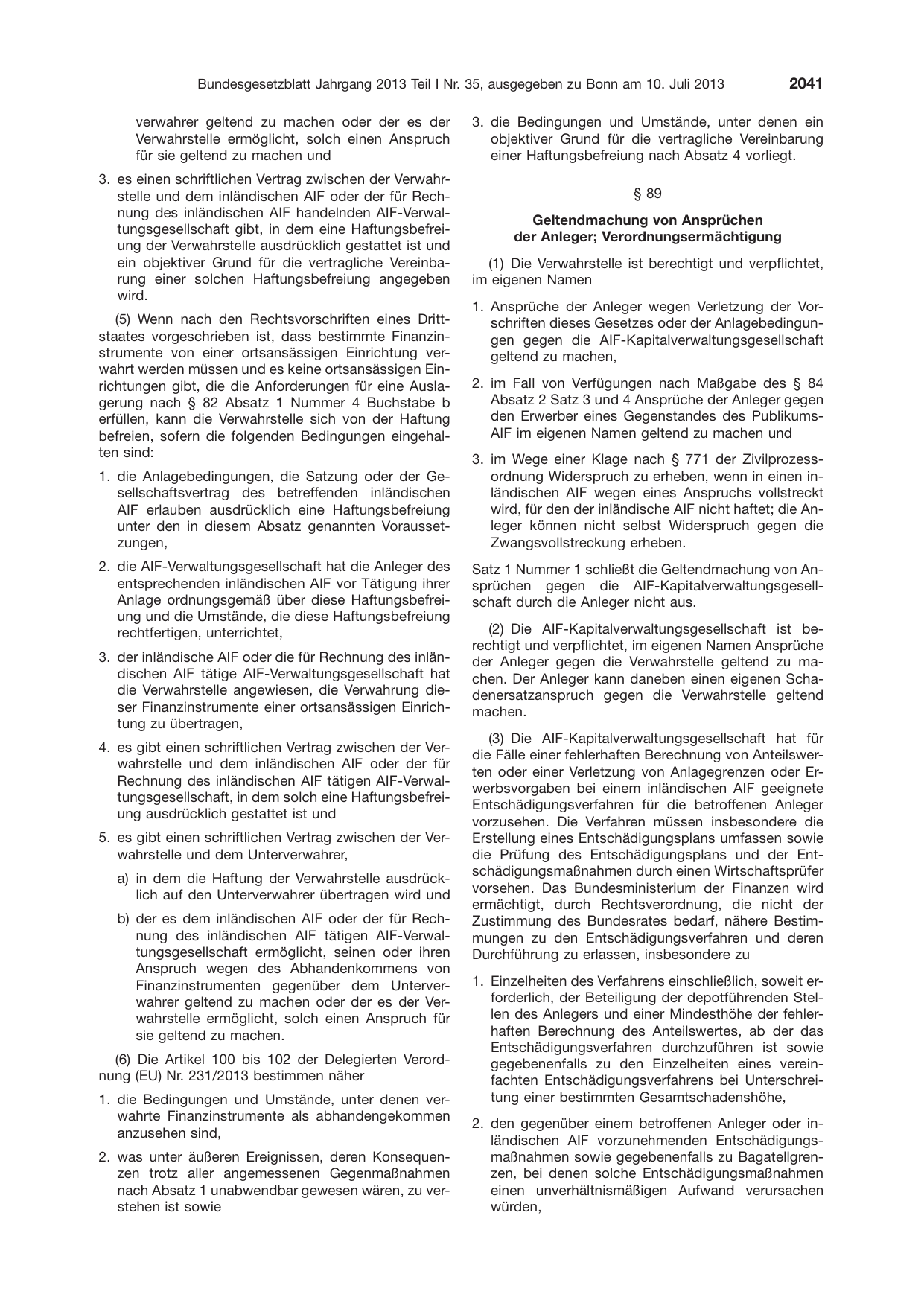 BGBl. 2013, Seite 2041 — Originalseite als Abbildung