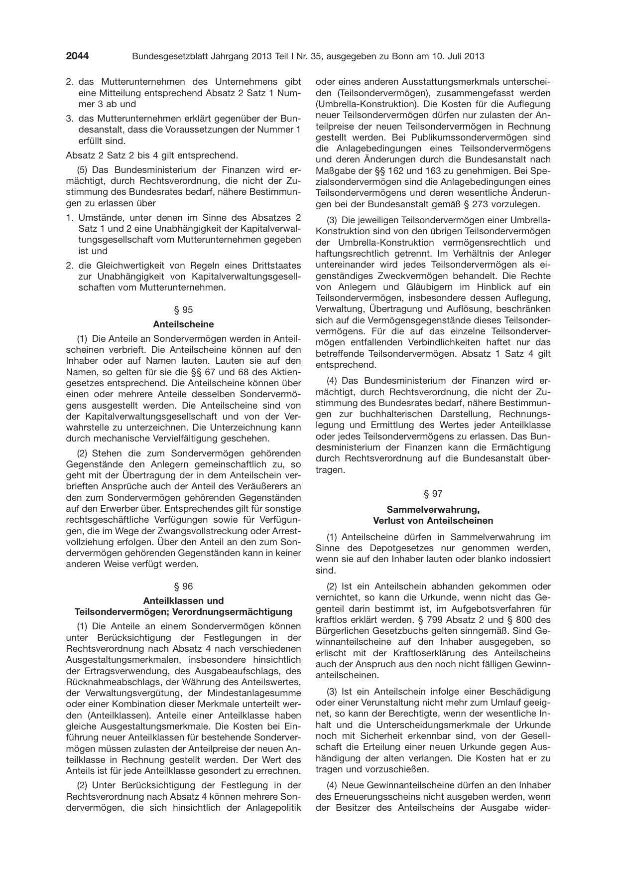 BGBl. 2013, Seite 2044 — Originalseite als Abbildung