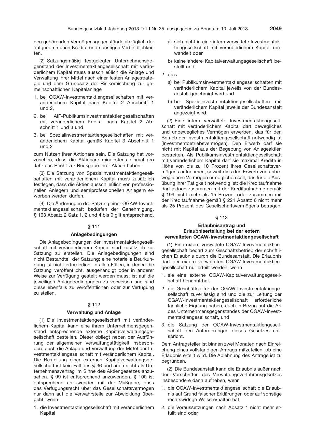 BGBl. 2013, Seite 2049 — Originalseite als Abbildung