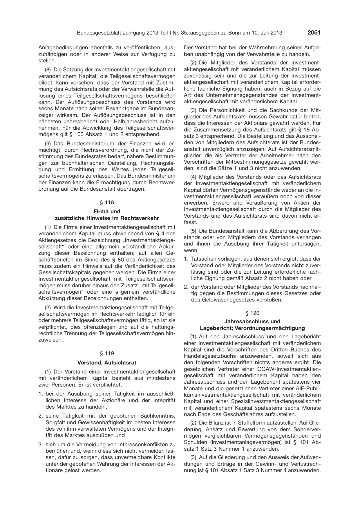 BGBl. 2013, Seite 2051 — Originalseite als Abbildung
