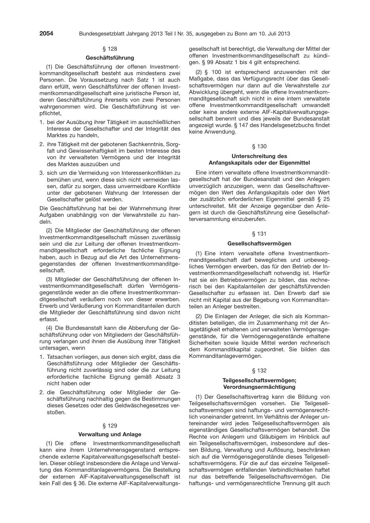 BGBl. 2013, Seite 2054 — Originalseite als Abbildung