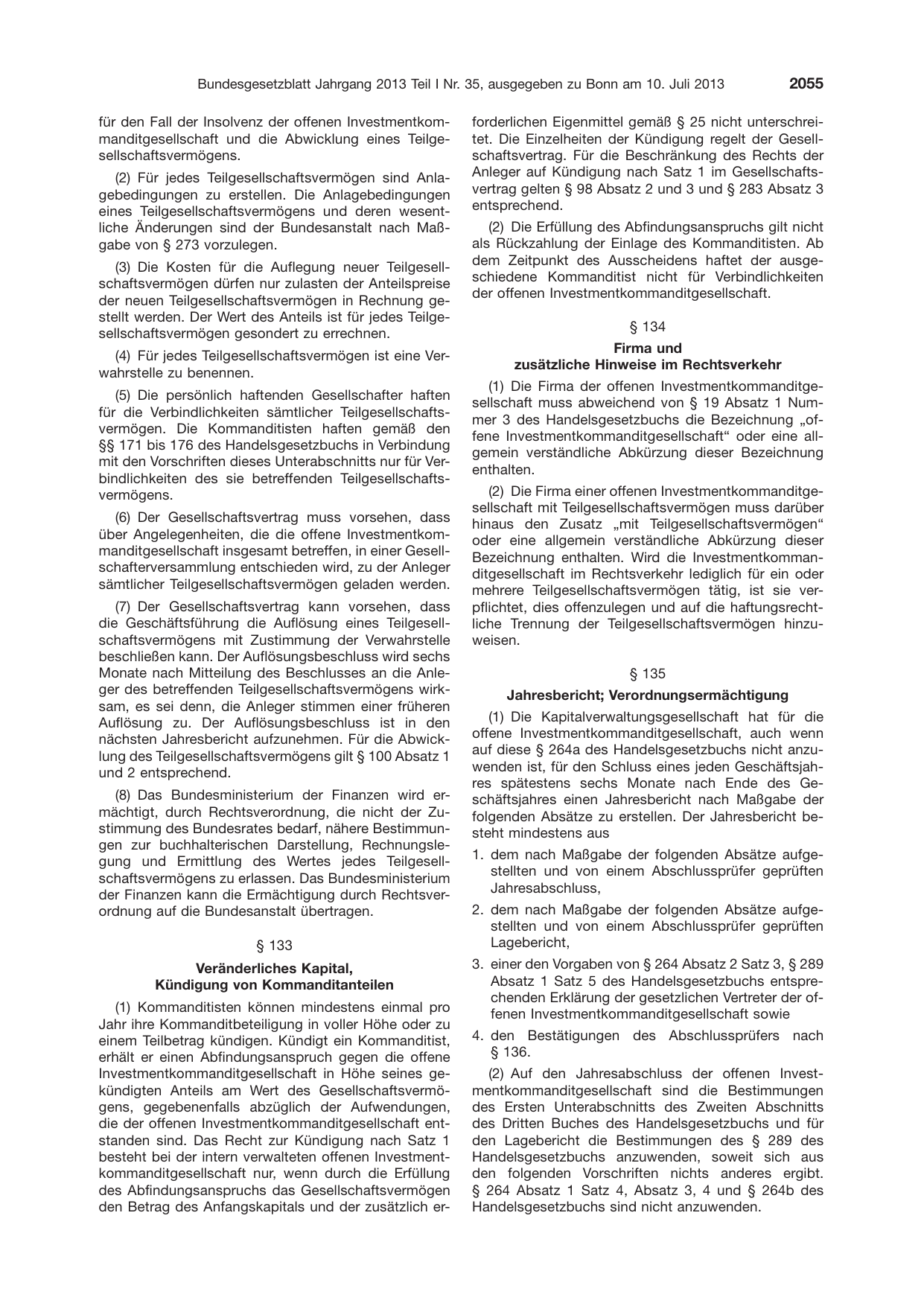 BGBl. 2013, Seite 2055 — Originalseite als Abbildung