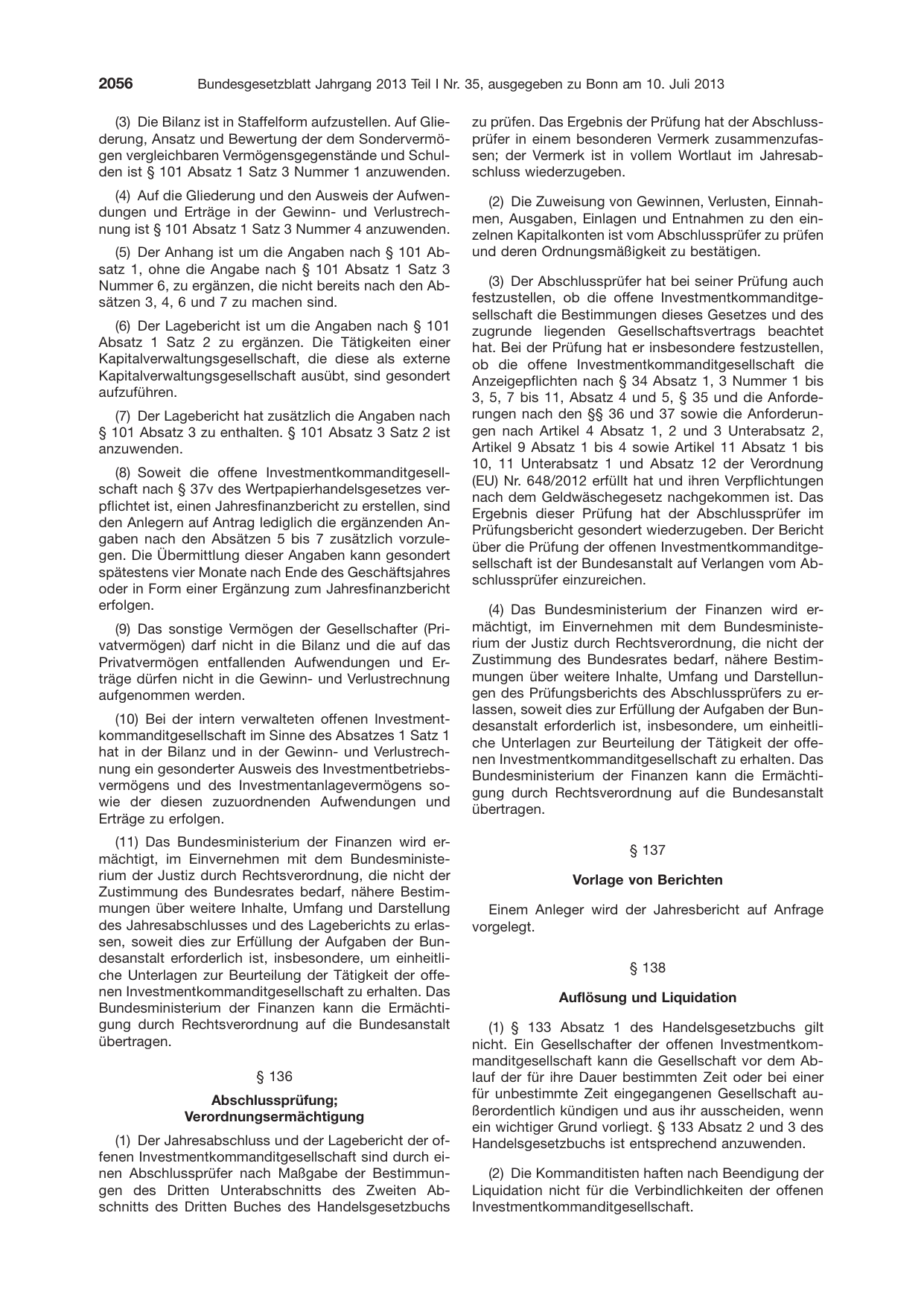 BGBl. 2013, Seite 2056 — Originalseite als Abbildung