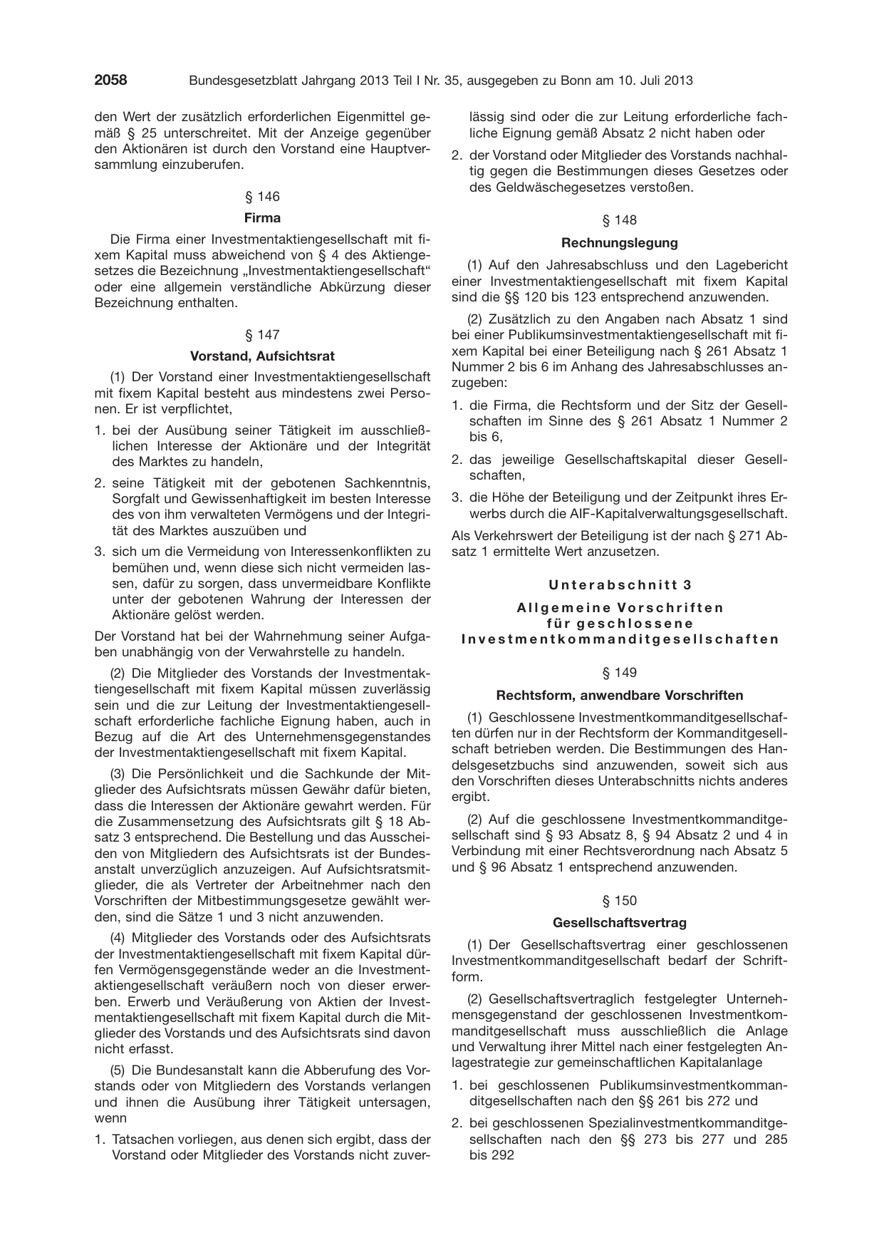 BGBl. 2013, Seite 2058 — Originalseite als Abbildung