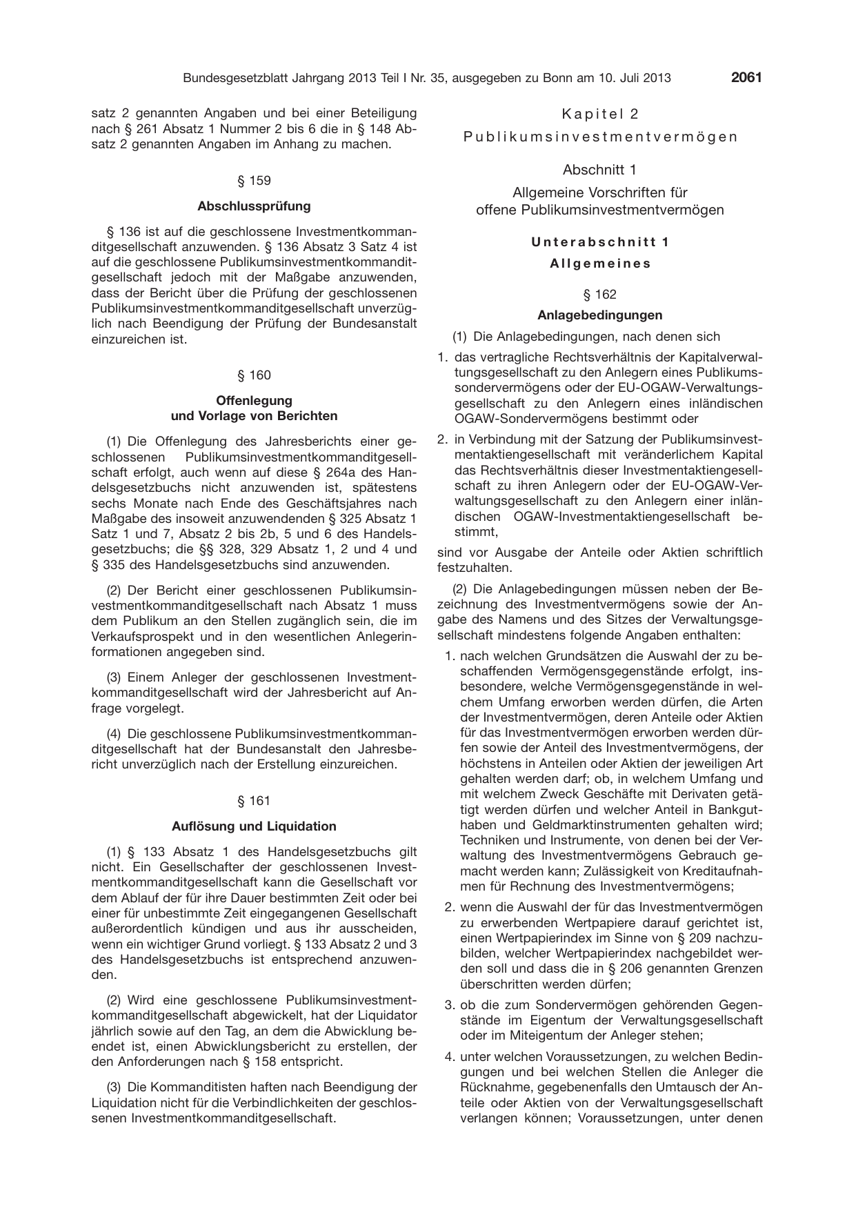 BGBl. 2013, Seite 2061 — Originalseite als Abbildung