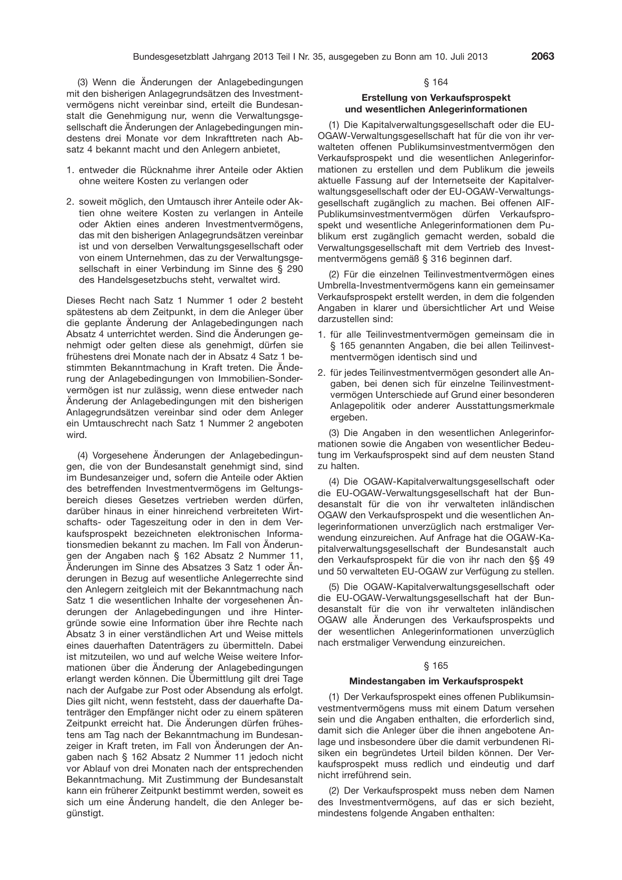 BGBl. 2013, Seite 2063 — Originalseite als Abbildung