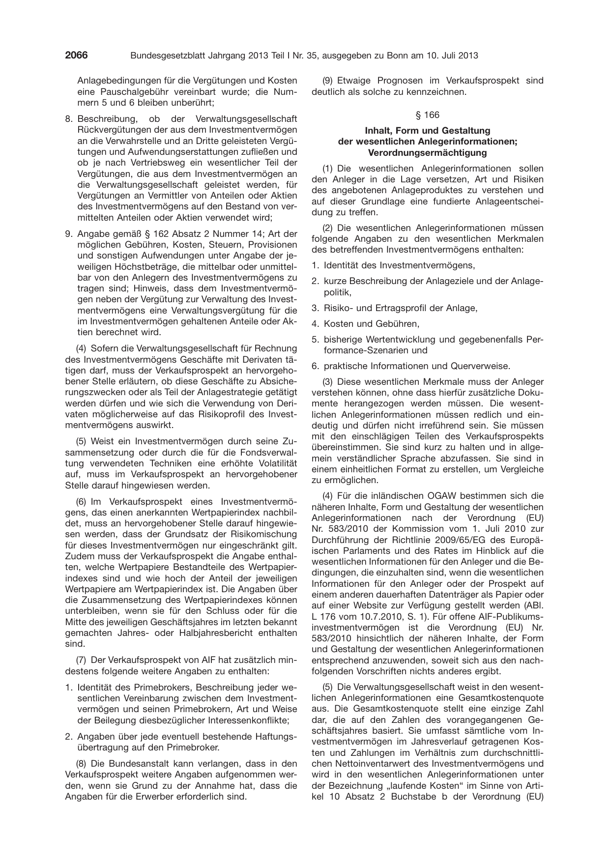 BGBl. 2013, Seite 2066 — Originalseite als Abbildung