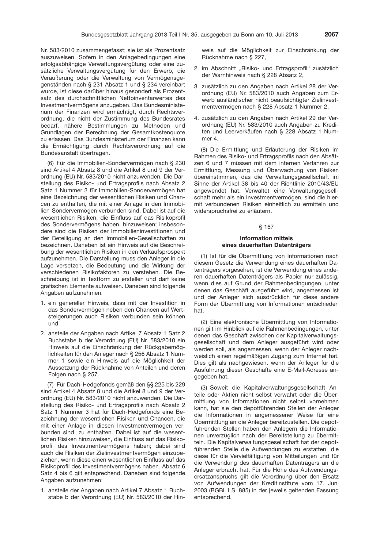 BGBl. 2013, Seite 2067 — Originalseite als Abbildung
