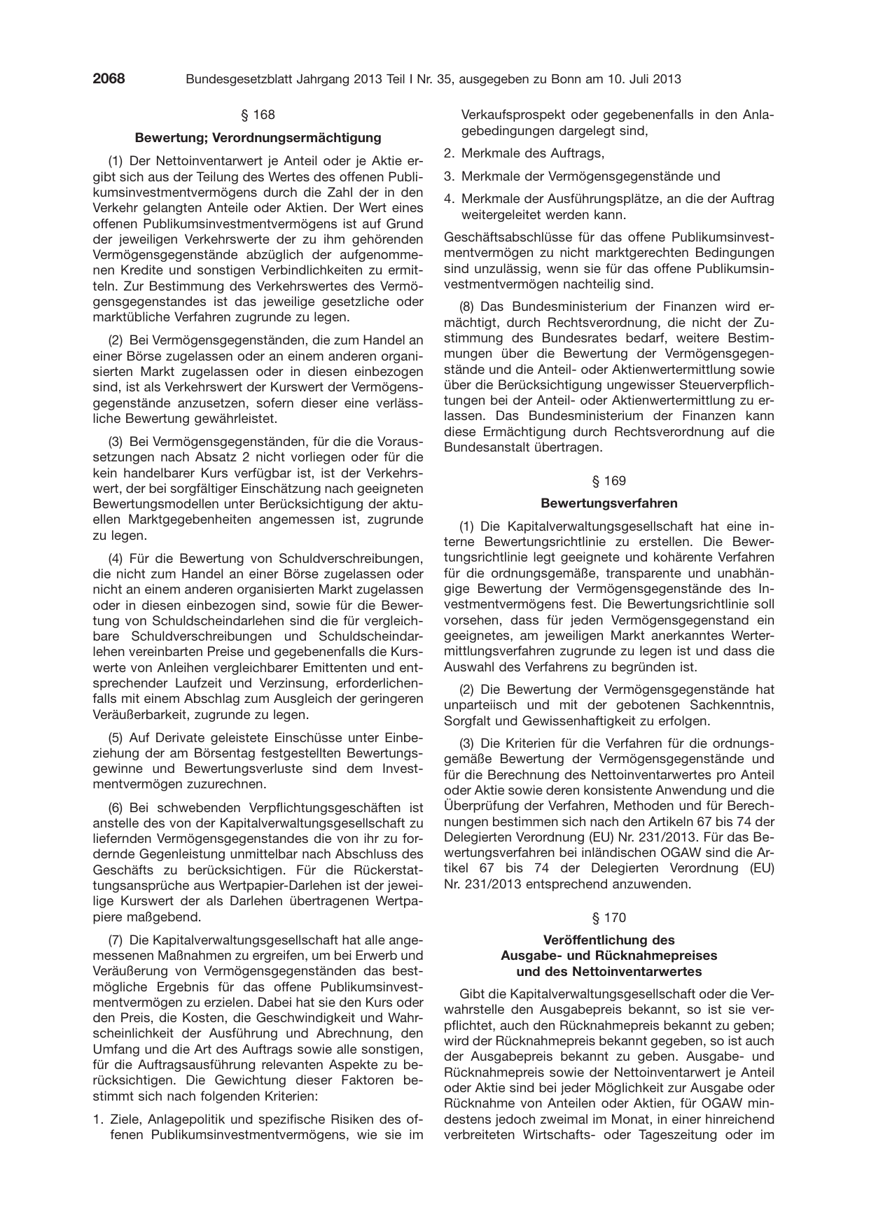 BGBl. 2013, Seite 2068 — Originalseite als Abbildung