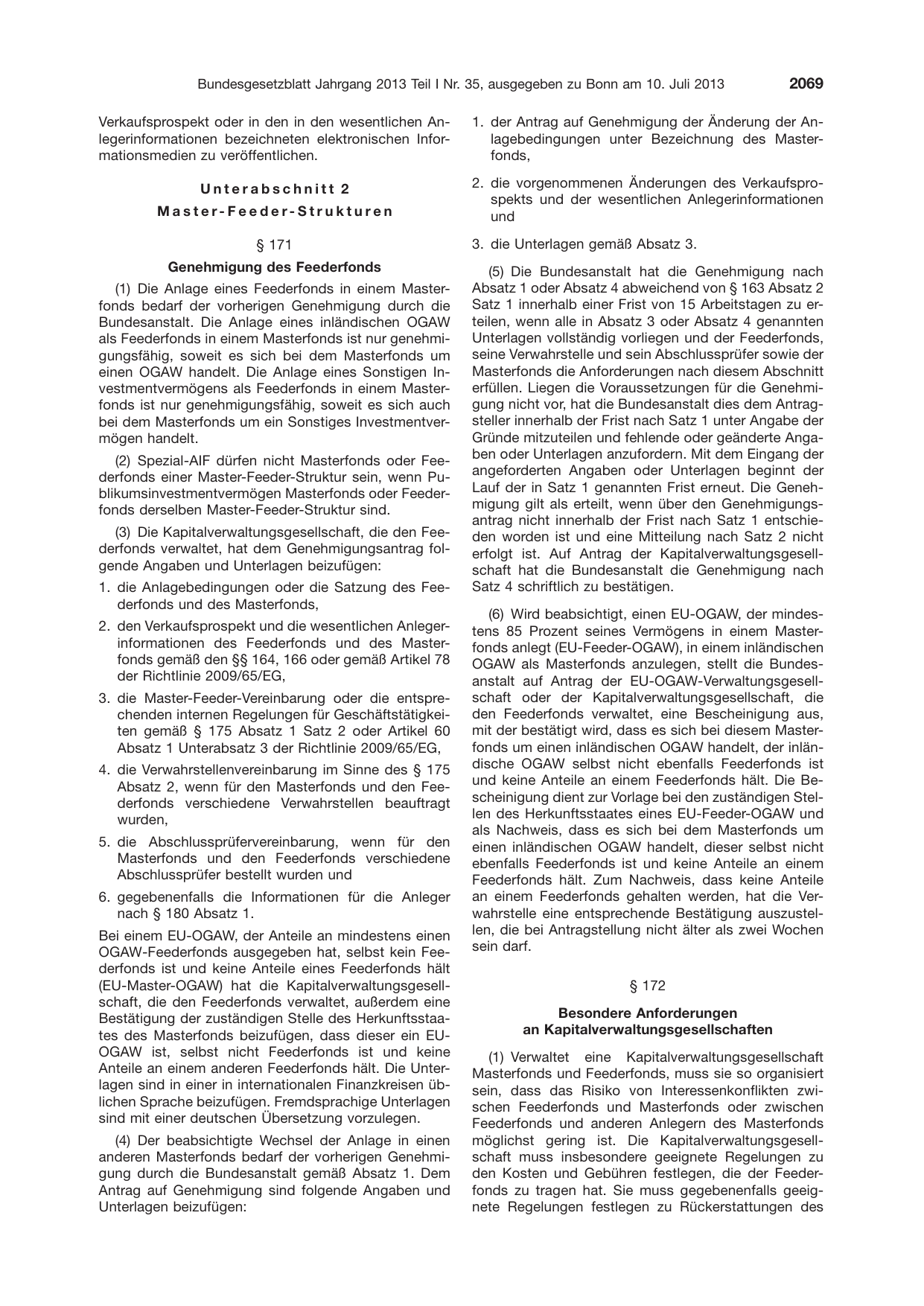 BGBl. 2013, Seite 2069 — Originalseite als Abbildung