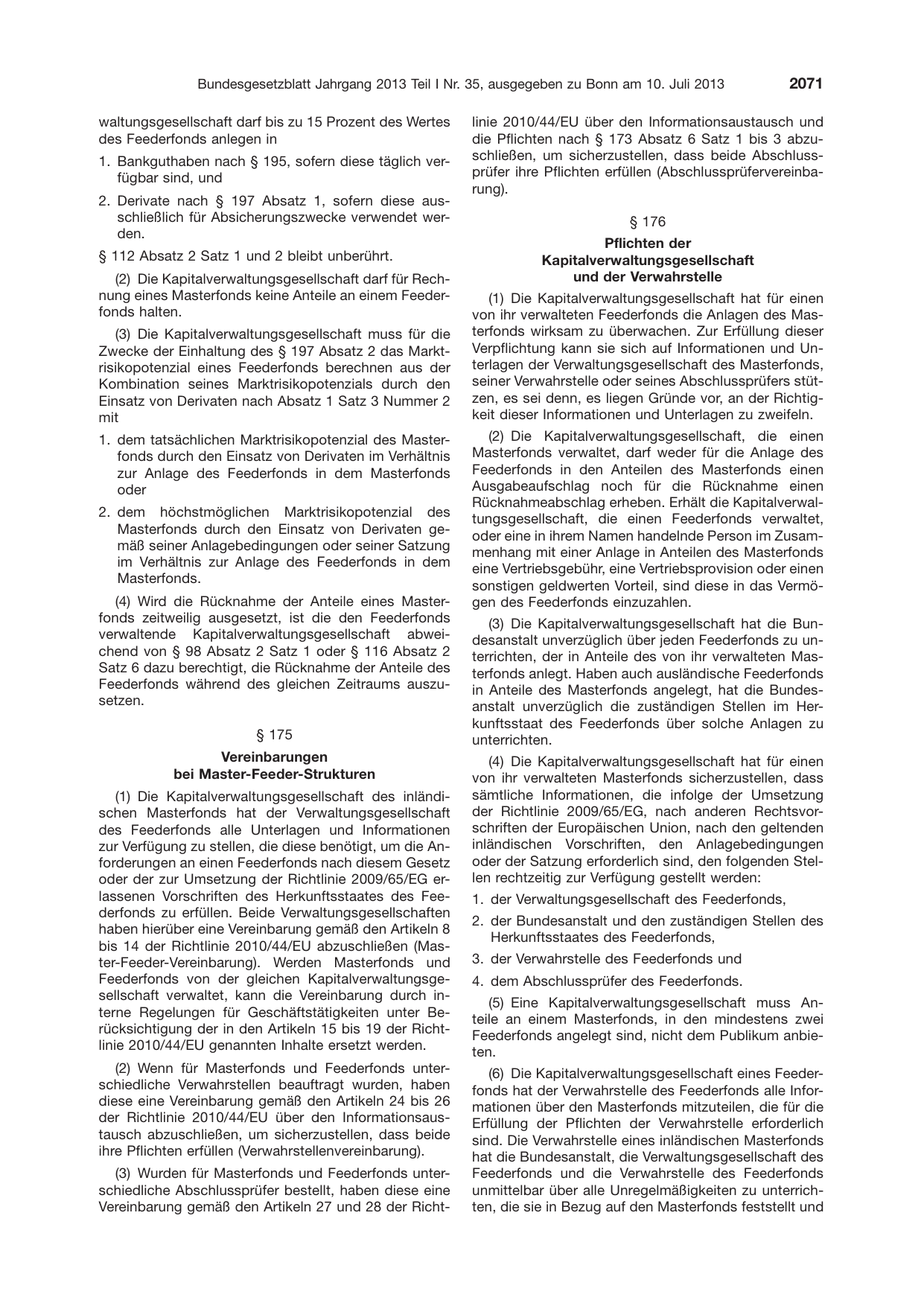 BGBl. 2013, Seite 2071 — Originalseite als Abbildung