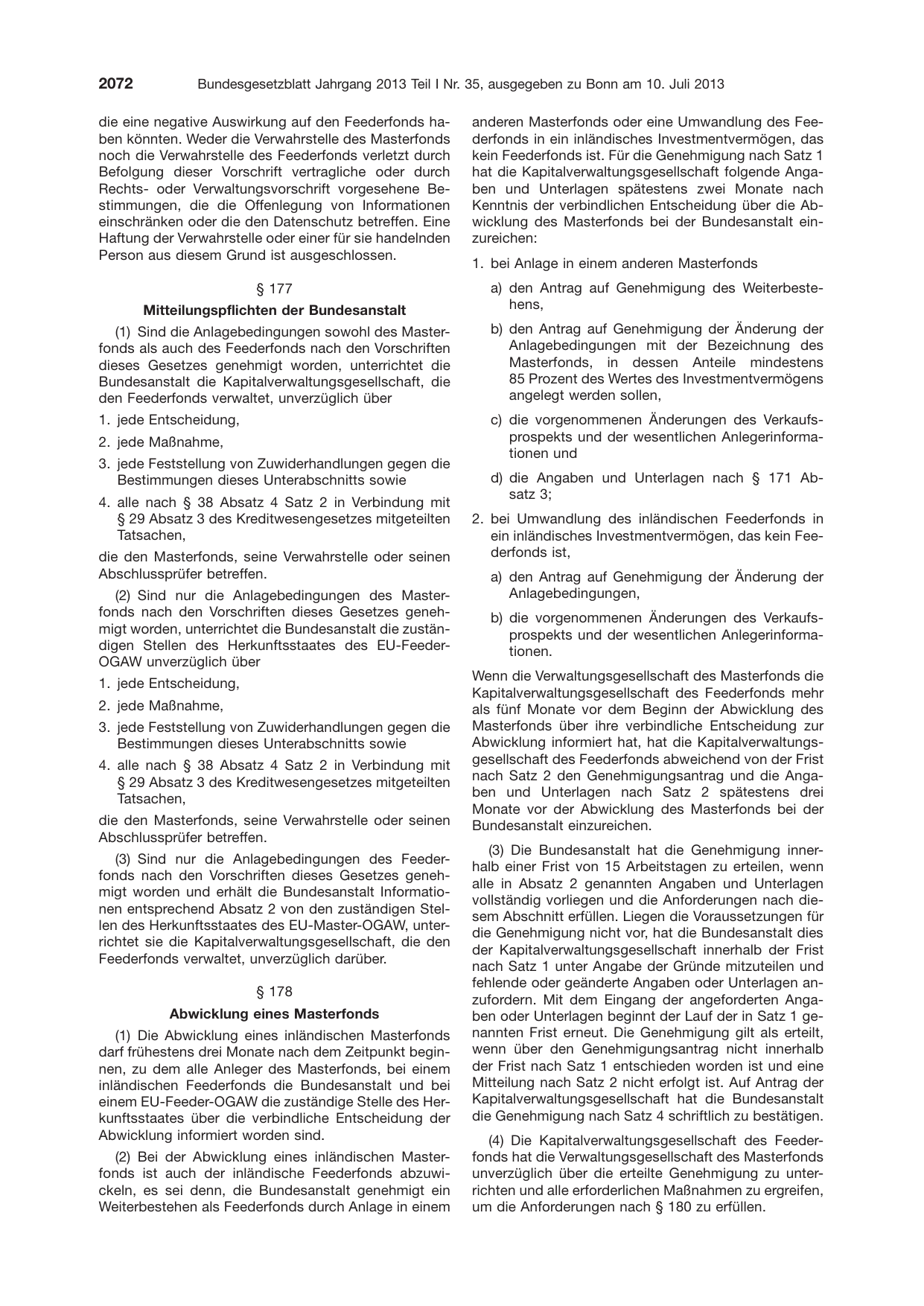 BGBl. 2013, Seite 2072 — Originalseite als Abbildung