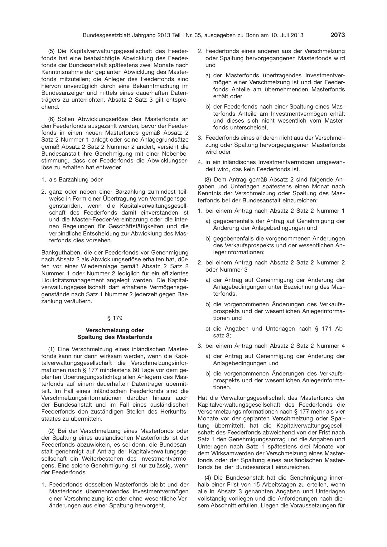 BGBl. 2013, Seite 2073 — Originalseite als Abbildung