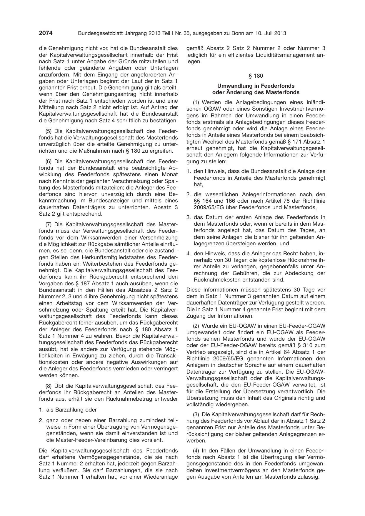 BGBl. 2013, Seite 2074 — Originalseite als Abbildung