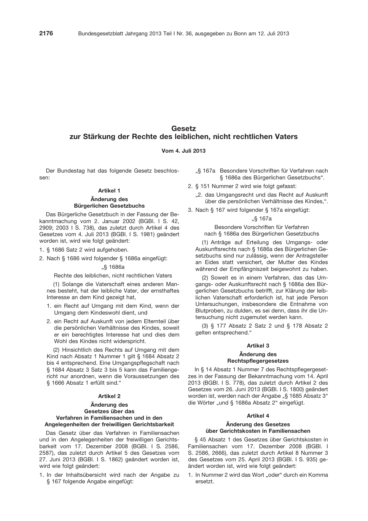 BGBl. 2013, Seite 2176 — Originalseite als Abbildung