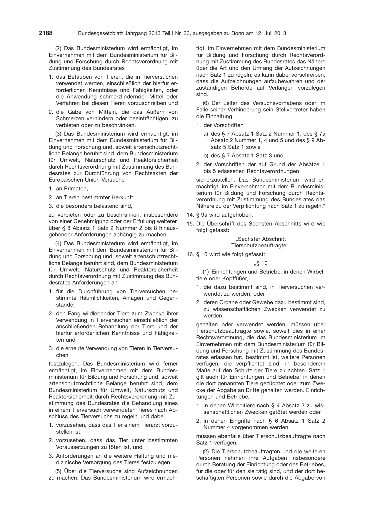 BGBl. 2013, Seite 2188 — Originalseite als Abbildung