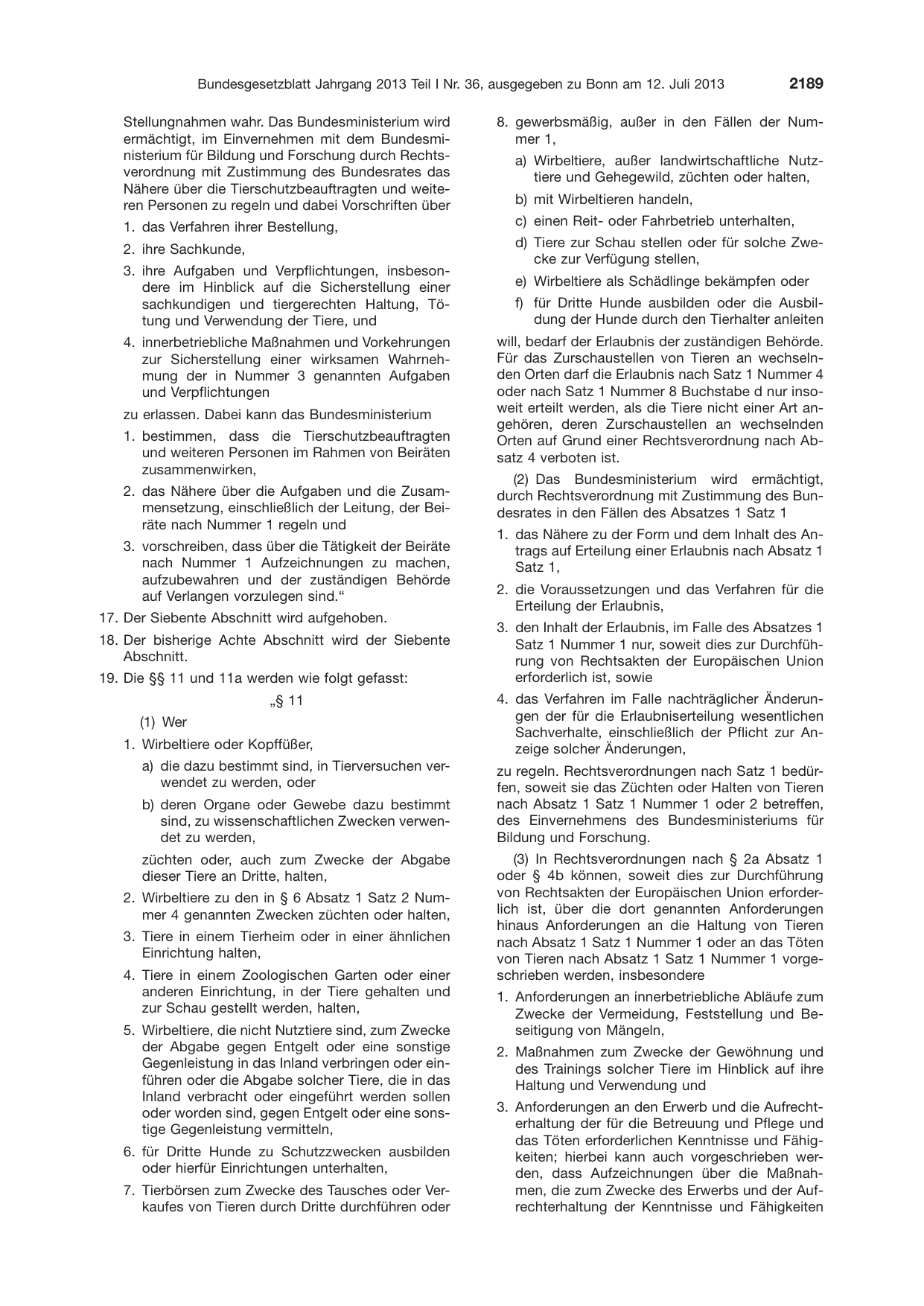 BGBl. 2013, Seite 2189 — Originalseite als Abbildung
