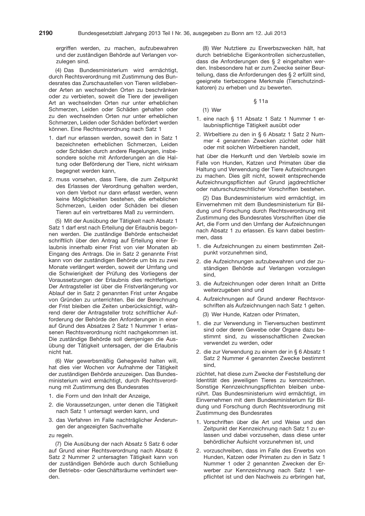 BGBl. 2013, Seite 2190 — Originalseite als Abbildung