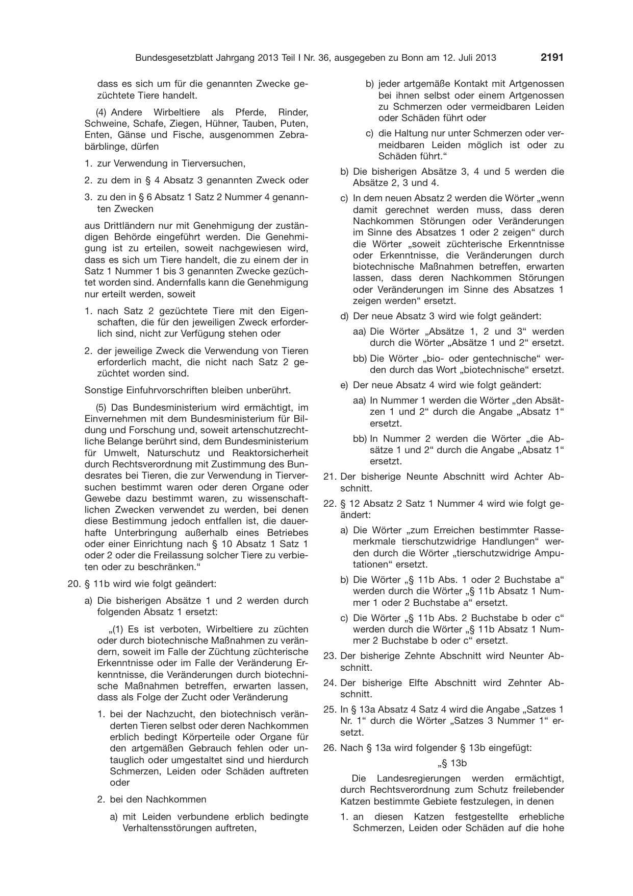 BGBl. 2013, Seite 2191 — Originalseite als Abbildung