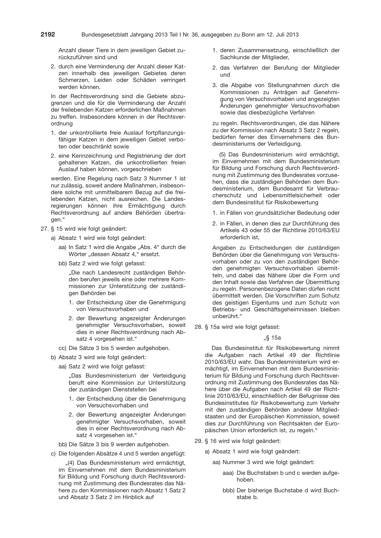 BGBl. 2013, Seite 2192 — Originalseite als Abbildung