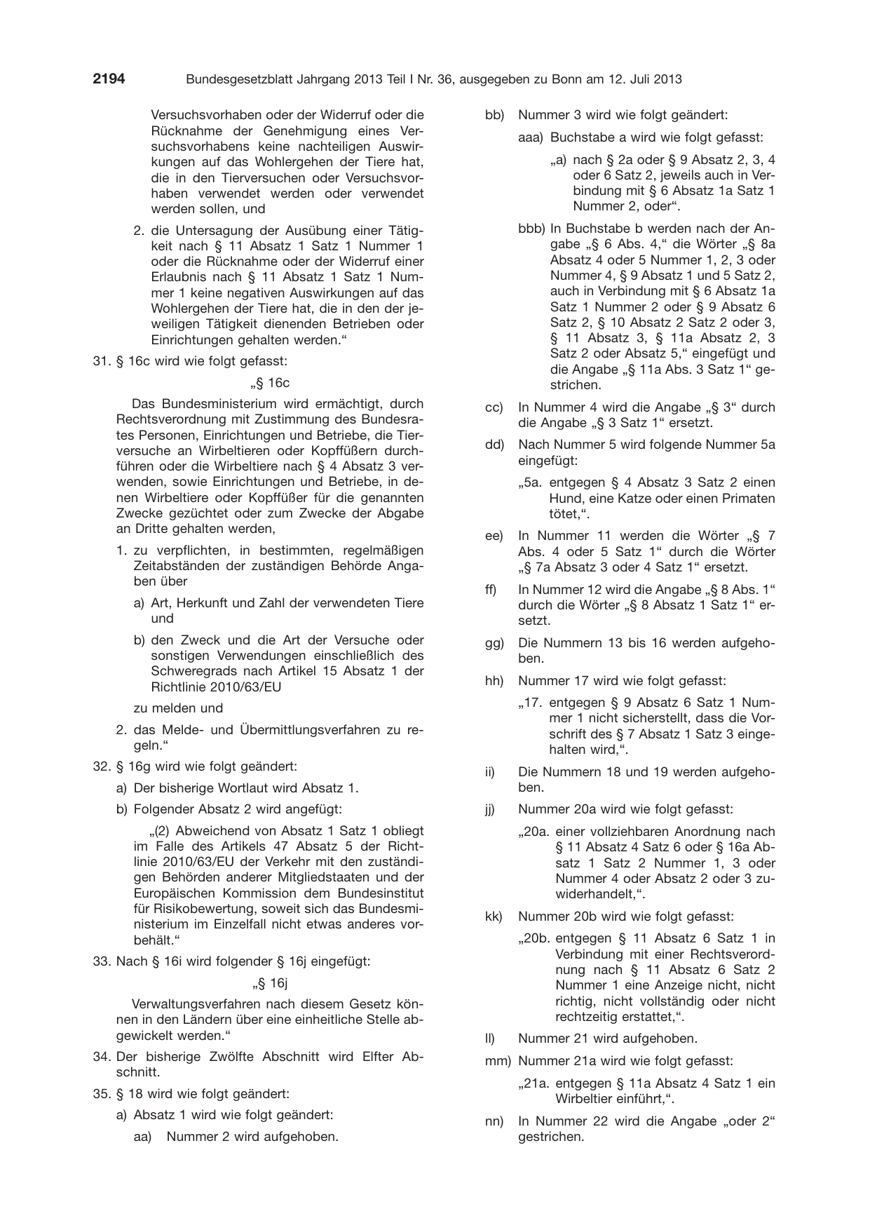 BGBl. 2013, Seite 2194 — Originalseite als Abbildung