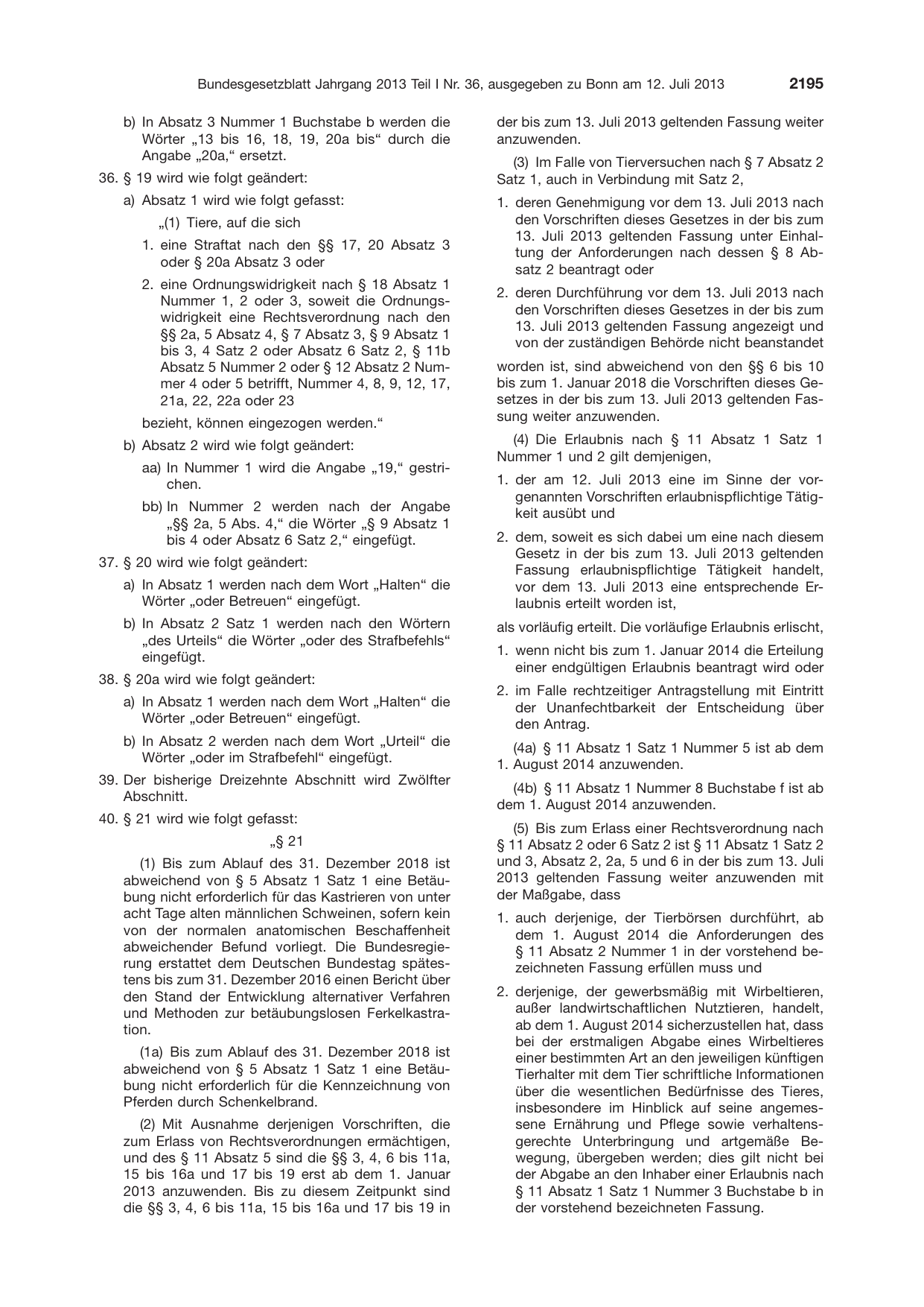 BGBl. 2013, Seite 2195 — Originalseite als Abbildung