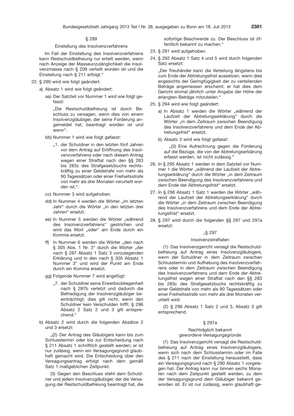 BGBl. 2013, Seite 2381 — Originalseite als Abbildung